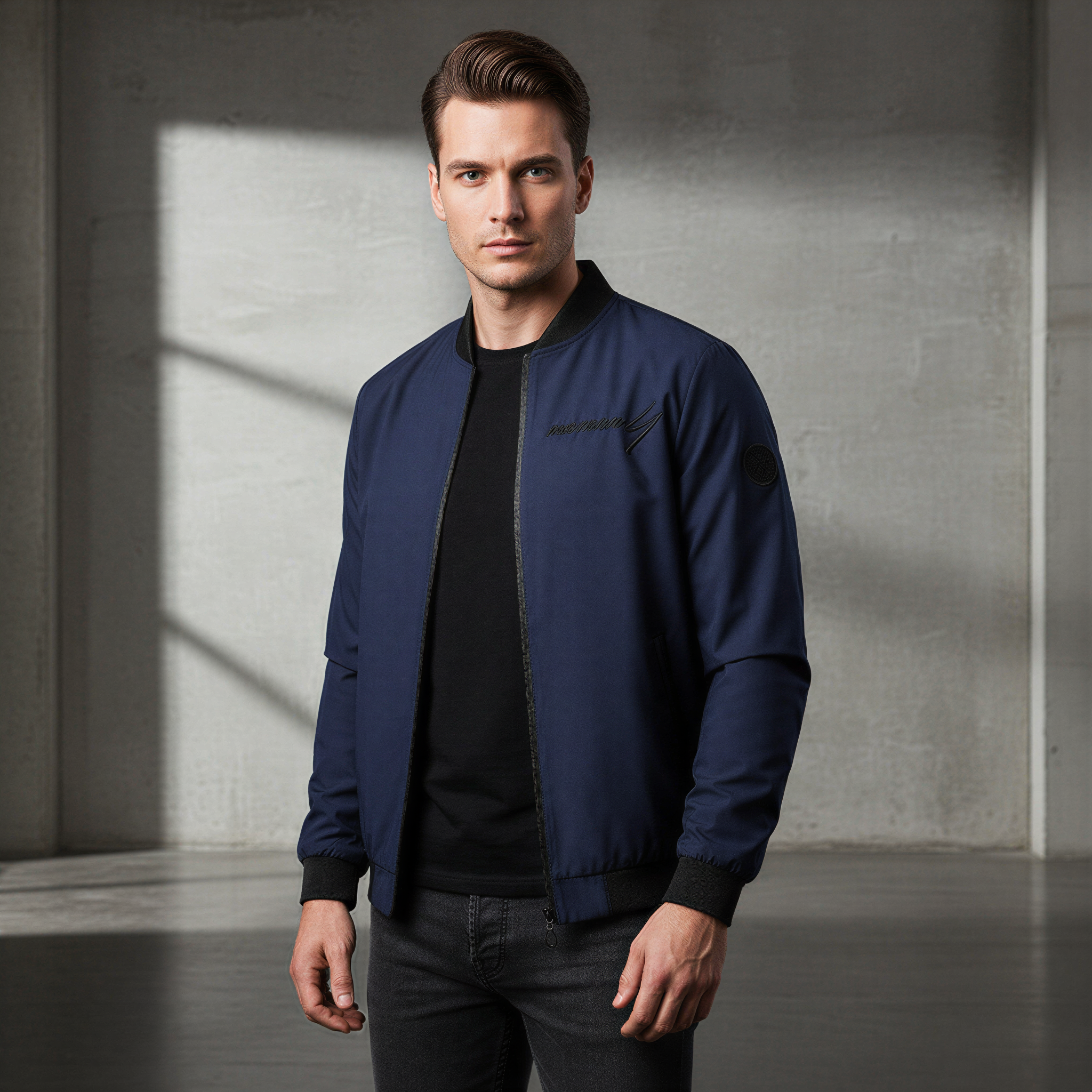 James Giacca Bomber Uomo | Stile Urbano Ricamato | Primavera/Autunno