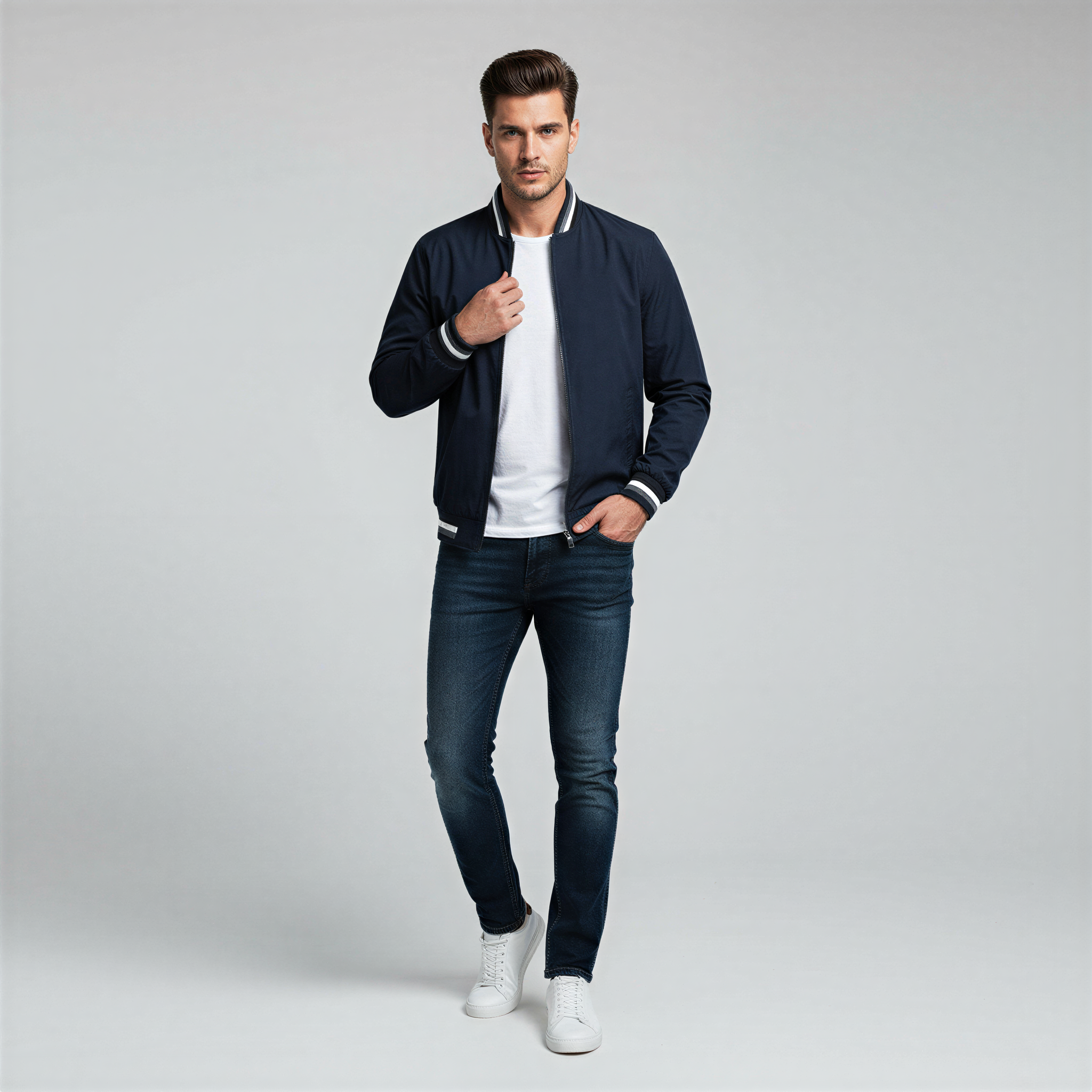 Bomber Jakob | Stile Sportivo con Strisce | Mezza Stagione