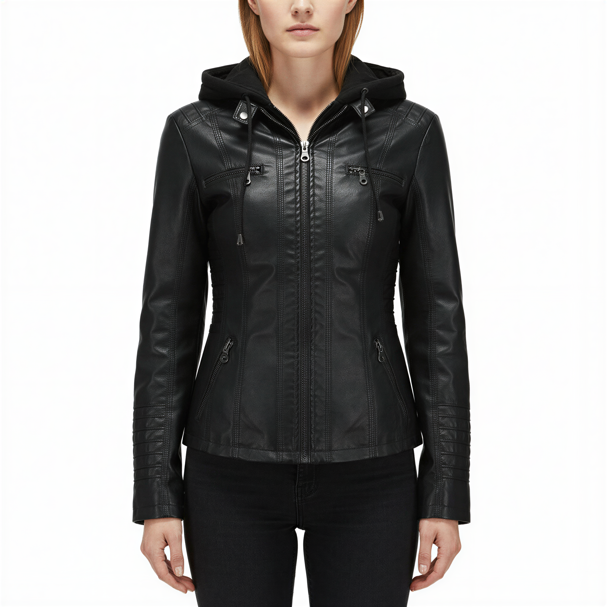 Giacca con Cappuccio Laura | Ecopelle Aderente | Casual