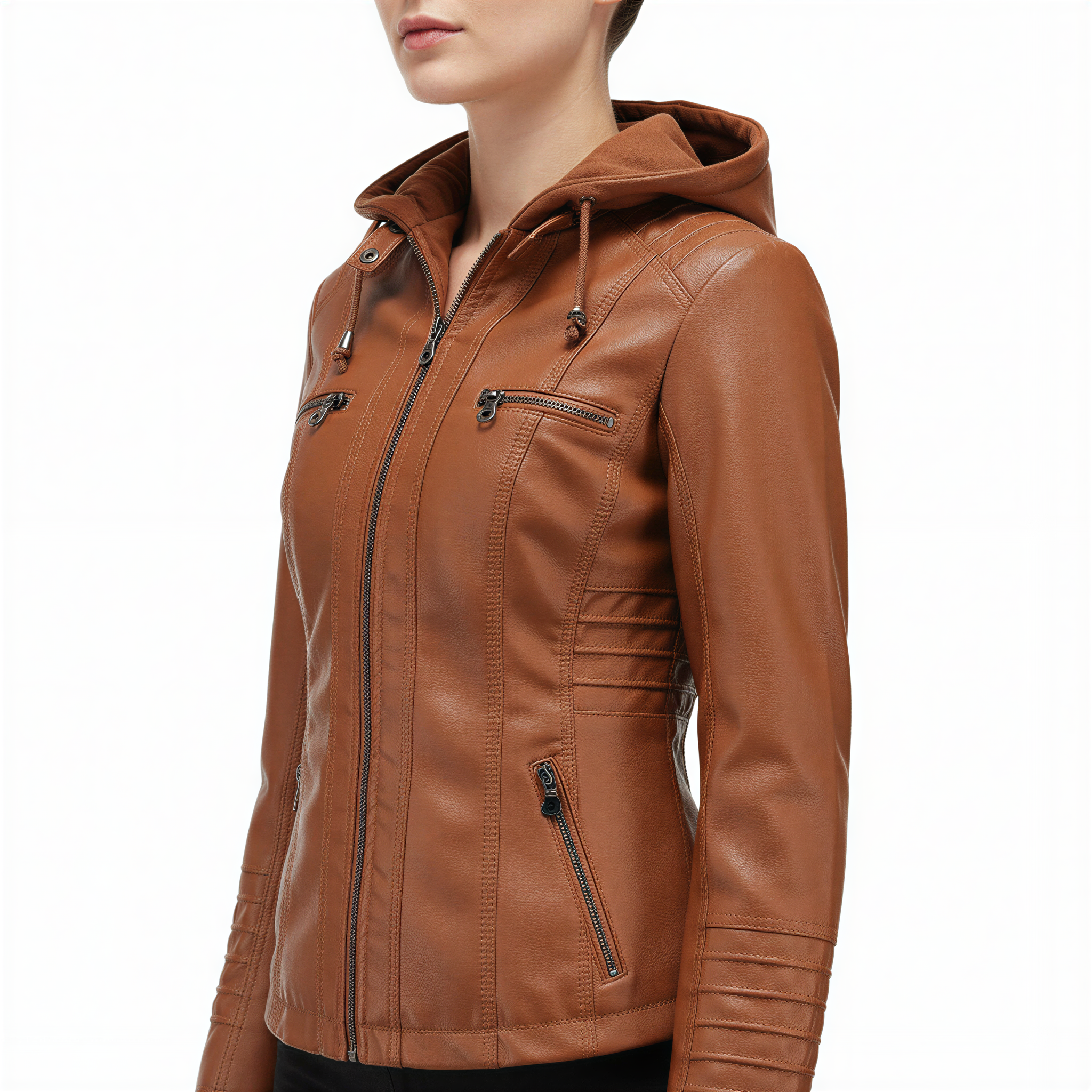 Giacca con Cappuccio Laura | Ecopelle Aderente | Casual