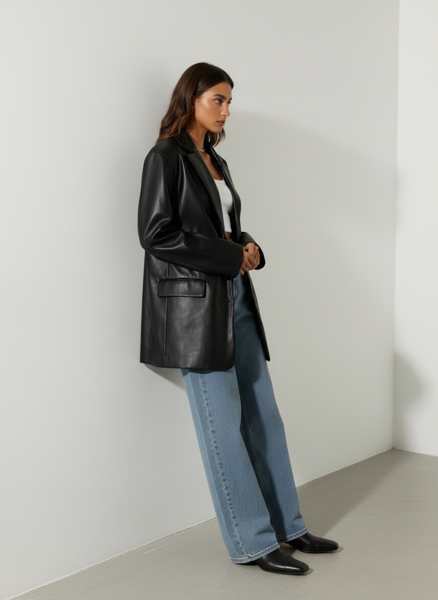 Blazer in Ecopelle | Stile Oversize | Dorio Moda