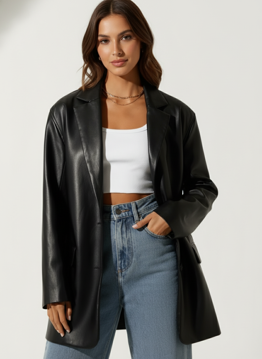 Blazer in Ecopelle | Stile Oversize | Dorio Moda