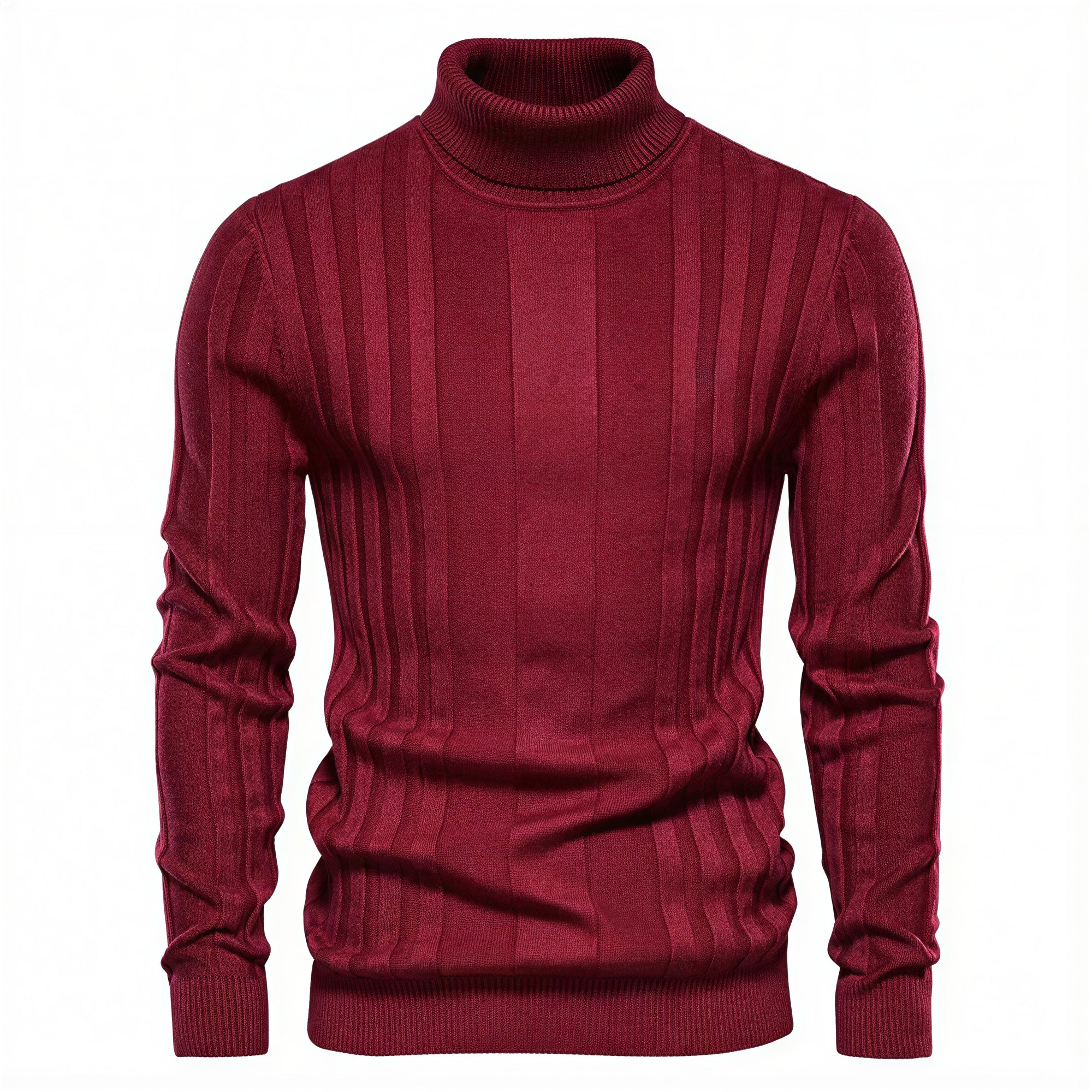 Maglione Slim Fit Uomo Dolcevita a Coste