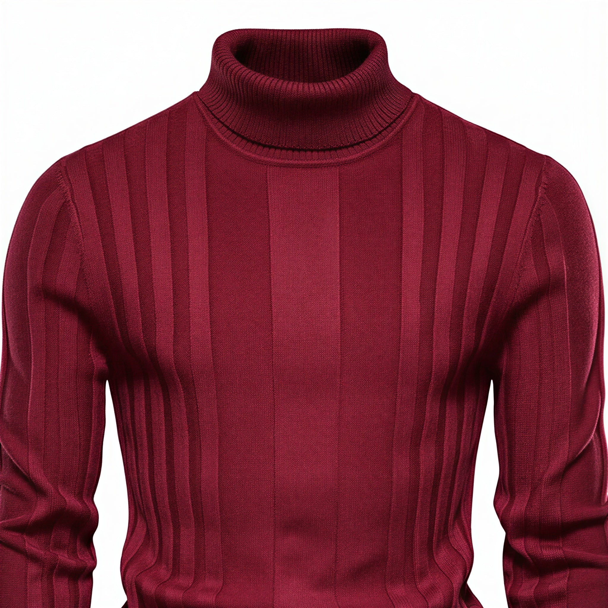 Maglione Slim Fit Uomo Dolcevita a Coste