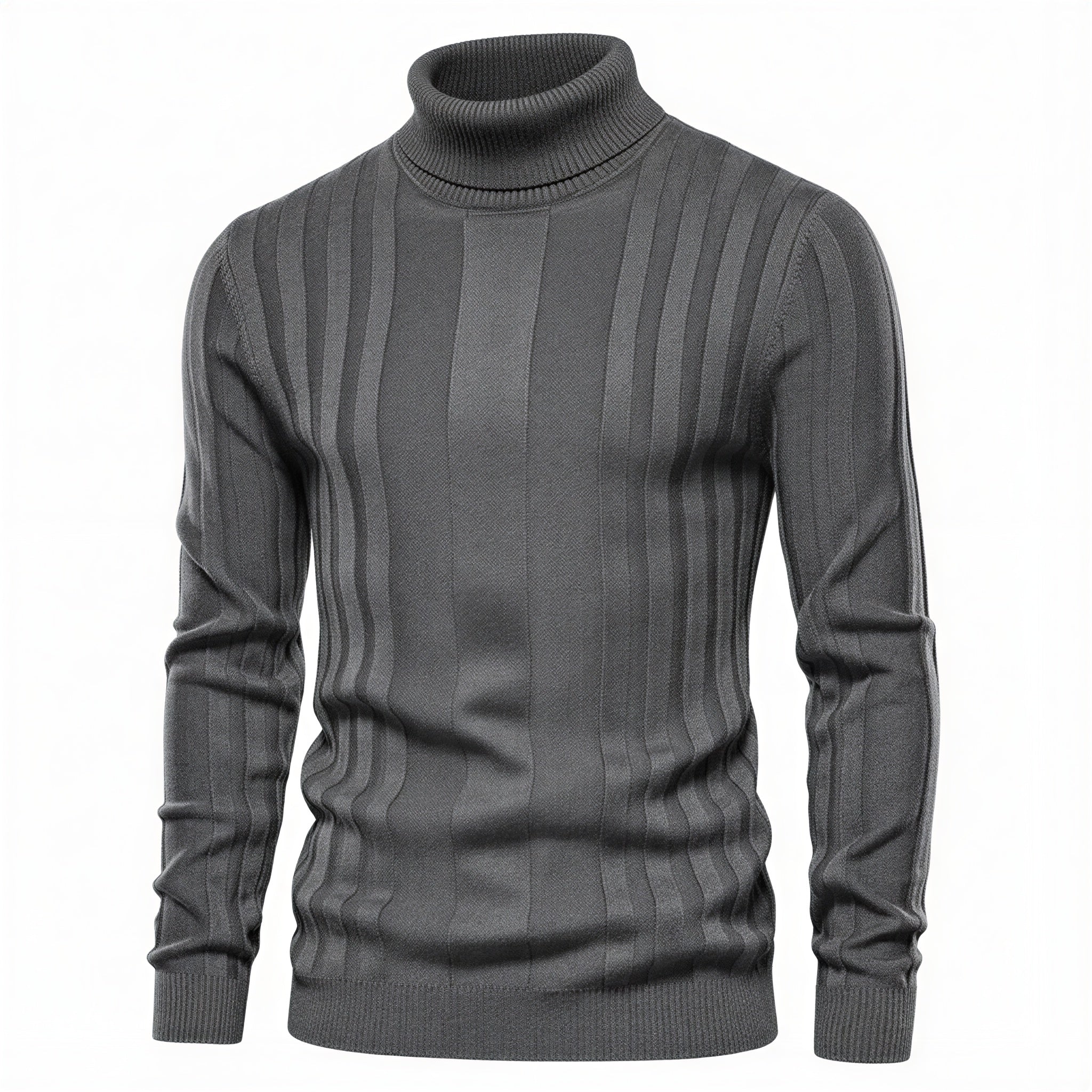 Maglione Slim Fit Uomo Dolcevita a Coste