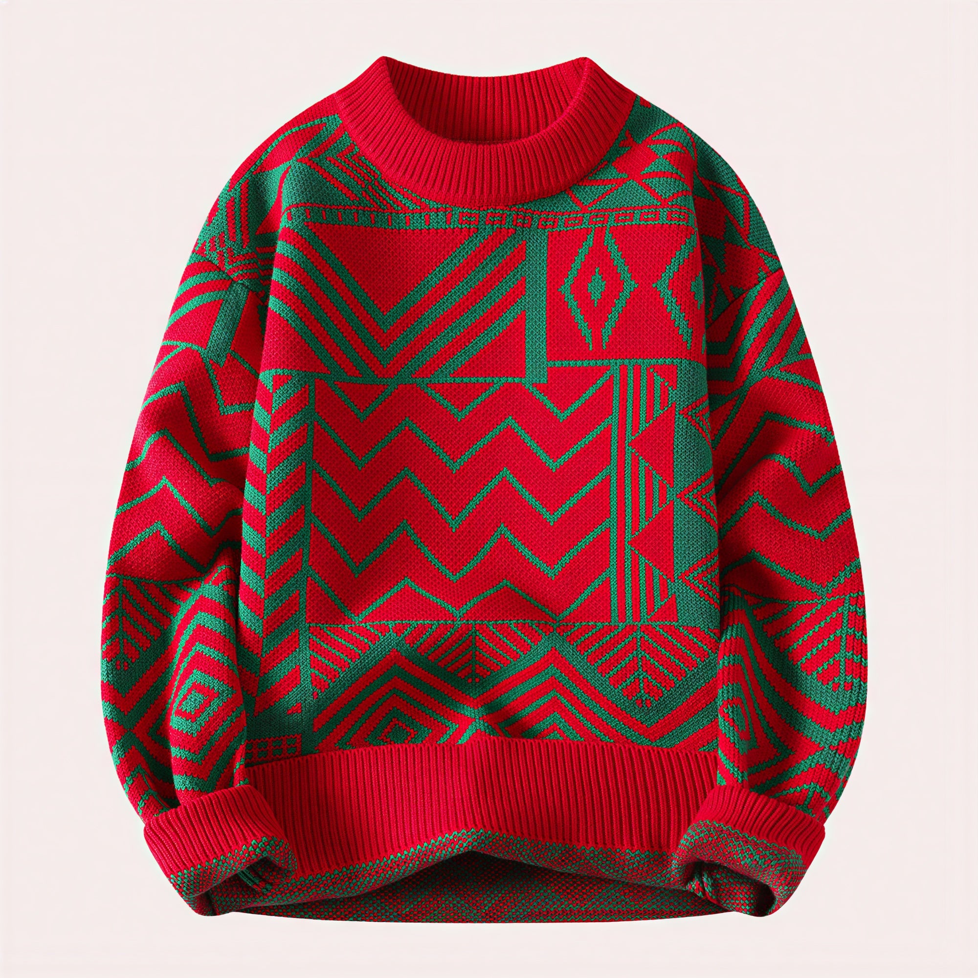 Maglione Geometrico in Maglia Jacquard Stile Moderno