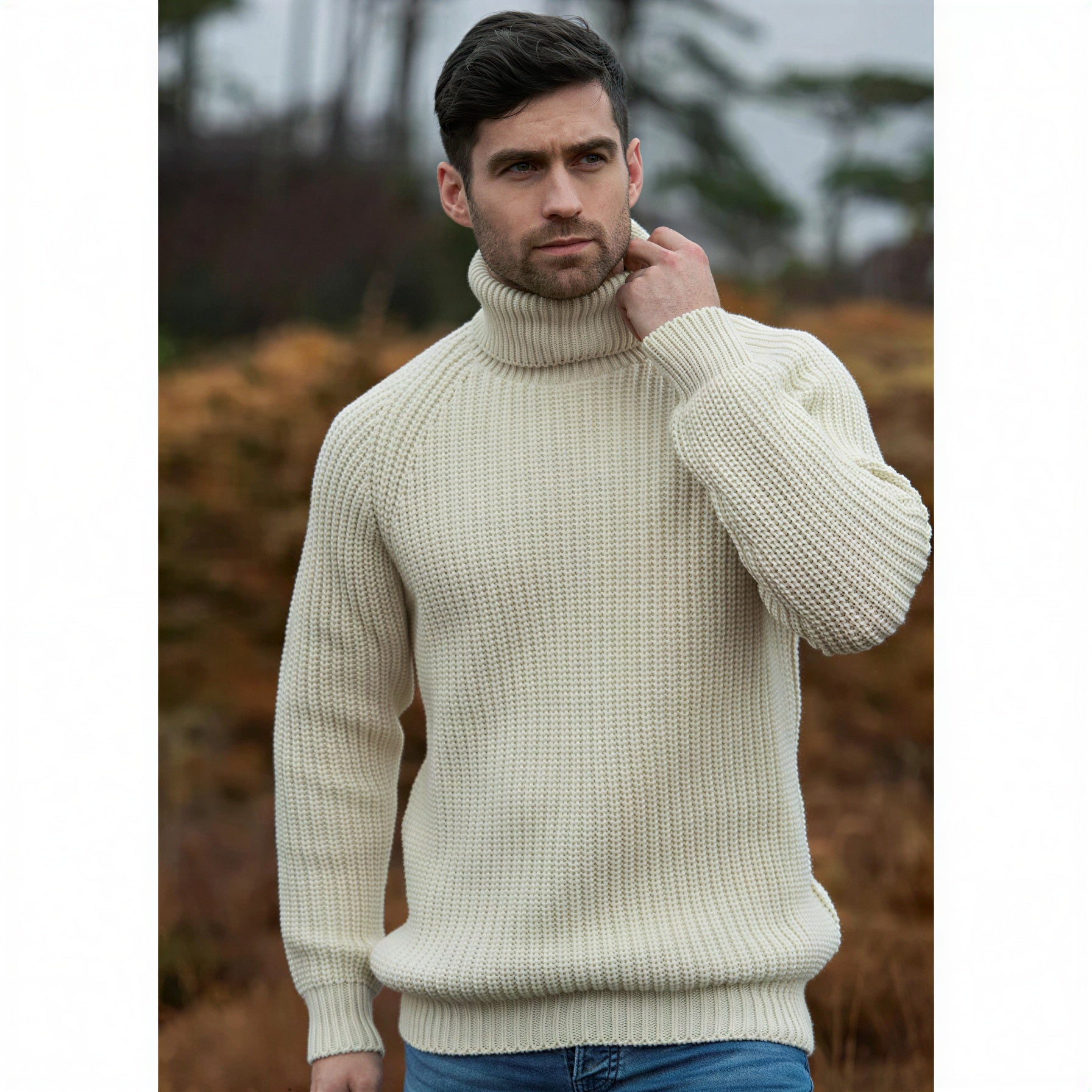 Maglione Uomo Dolcevita in Lana a Coste