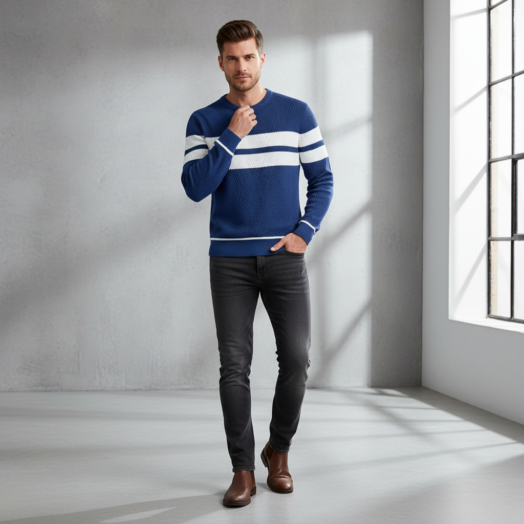 Maglione a Righe da Uomo – Stile Moderno e Chic