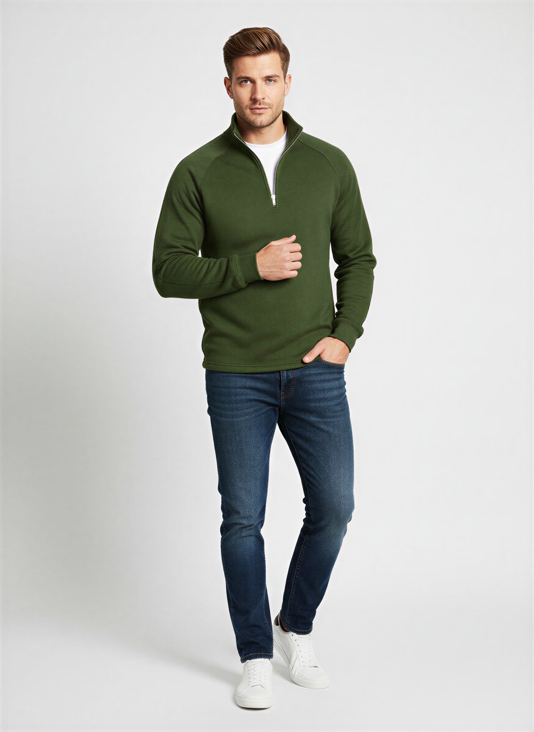 Maglione Elegante con Mezza Zip in Stile Moderno