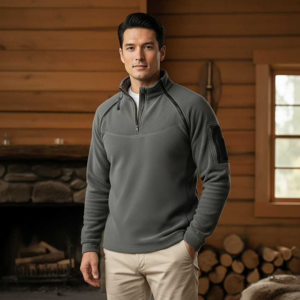 Maglione in Pile Tattico Uomo con Zip Corta