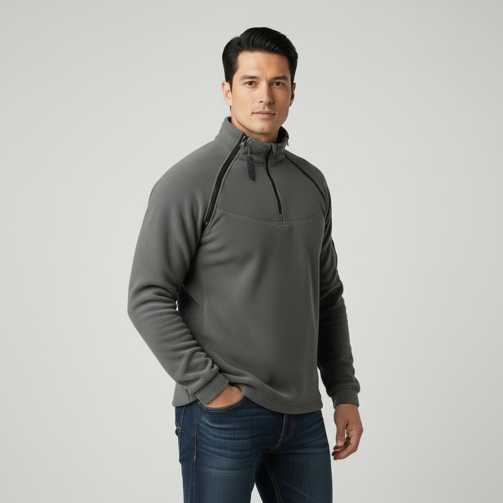 Maglione in Pile Tattico Uomo con Zip Corta