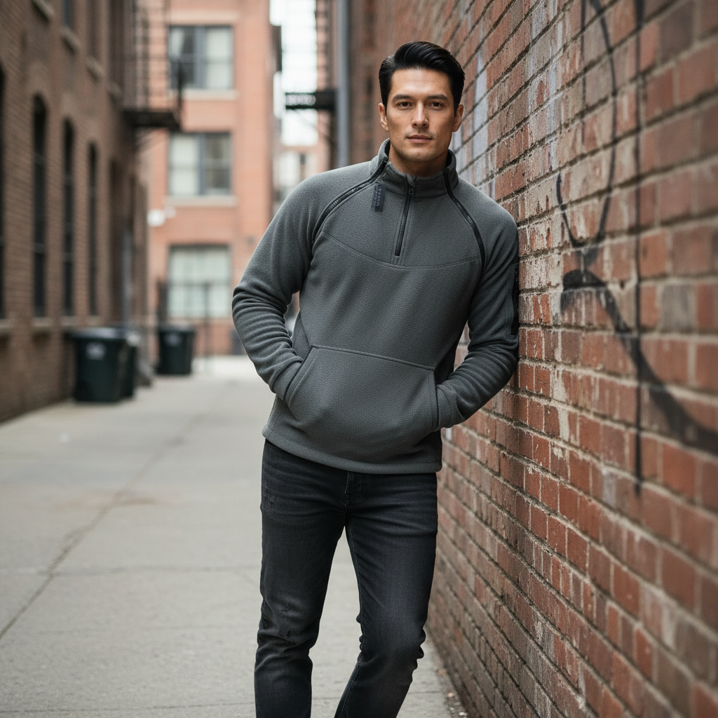 Maglione in Pile Tattico Uomo con Zip Corta