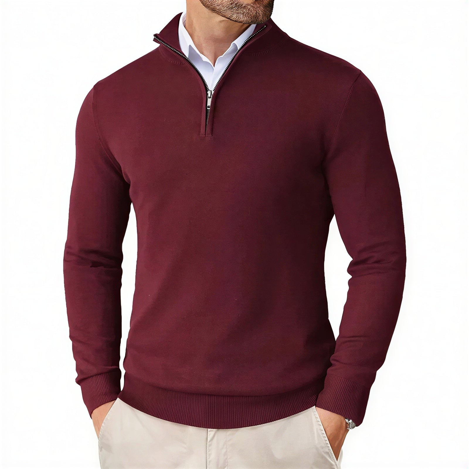 Maglione Uomo Elegante Quarter-Zip in Pura Qualità