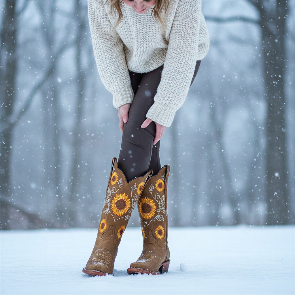 Stivali Western con Girasoli Ricamati | Dorio Moda