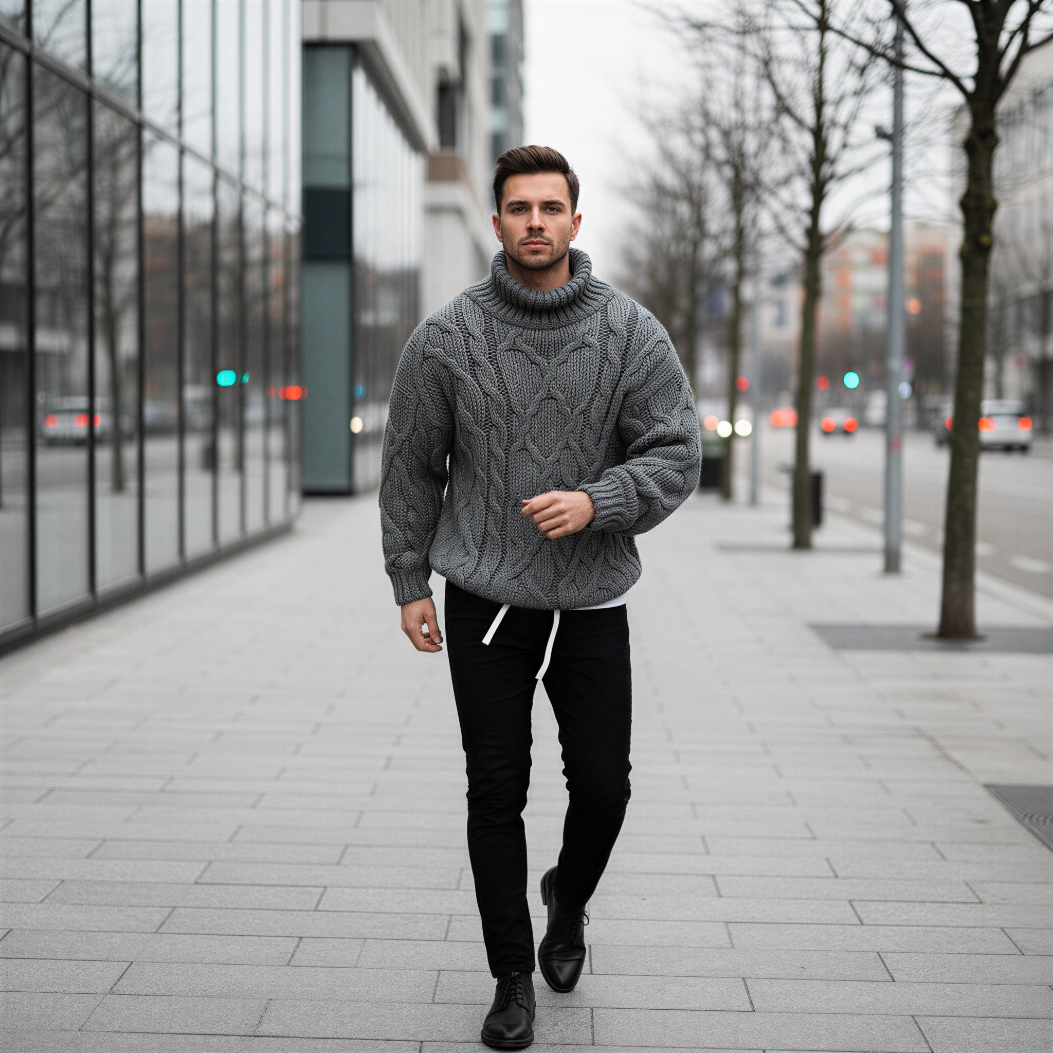 Maglione a Treccia con Collo Alto | Stile Invernale