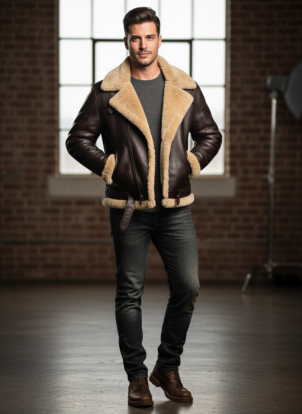 Giacca Aviatore in Pelle | Calda Shearling | Inverno