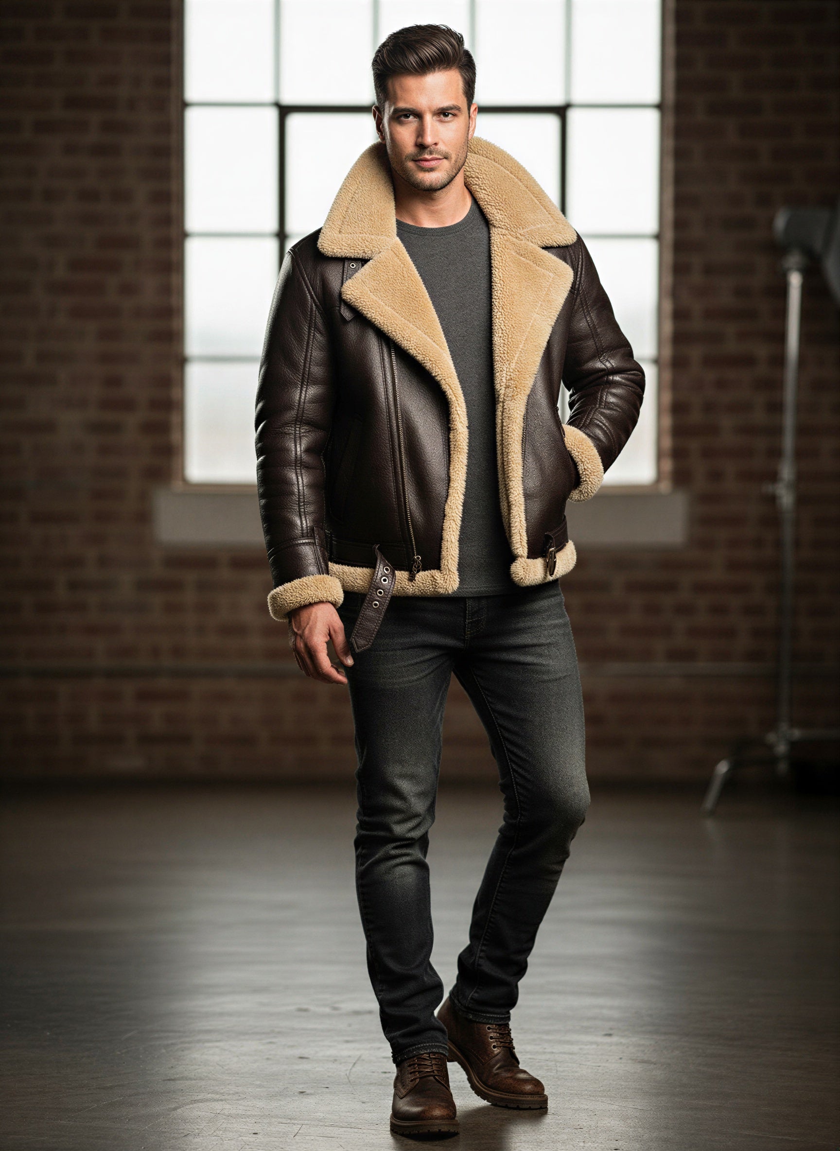 Giacca Aviatore in Pelle | Calda Shearling | Inverno