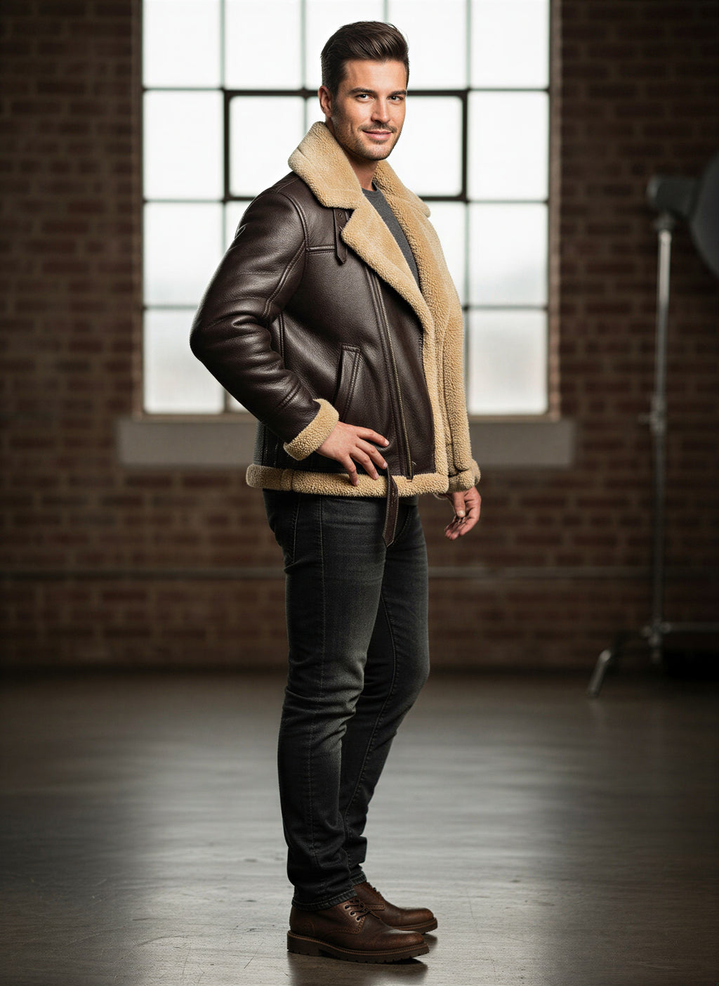 Giacca Aviatore in Pelle | Calda Shearling | Inverno