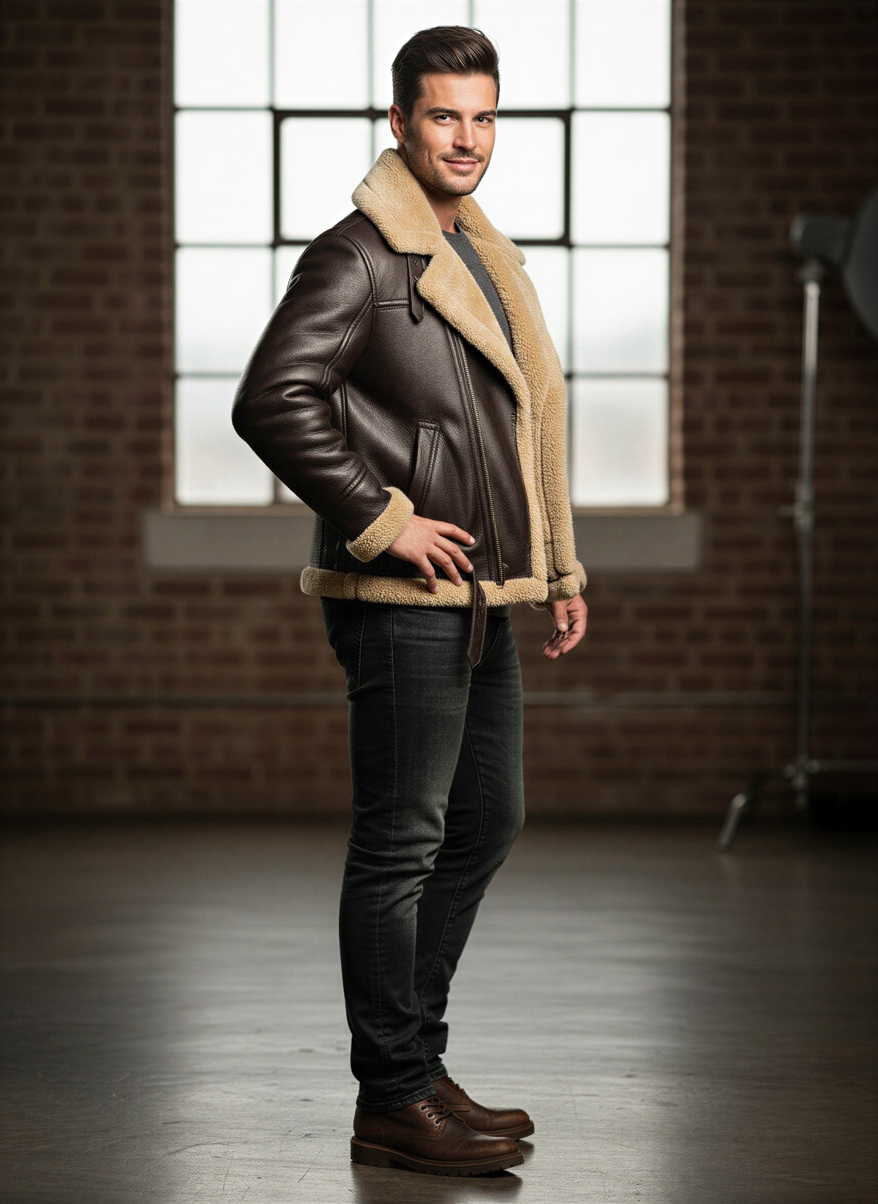 Giacca Aviatore in Pelle | Calda Shearling | Inverno