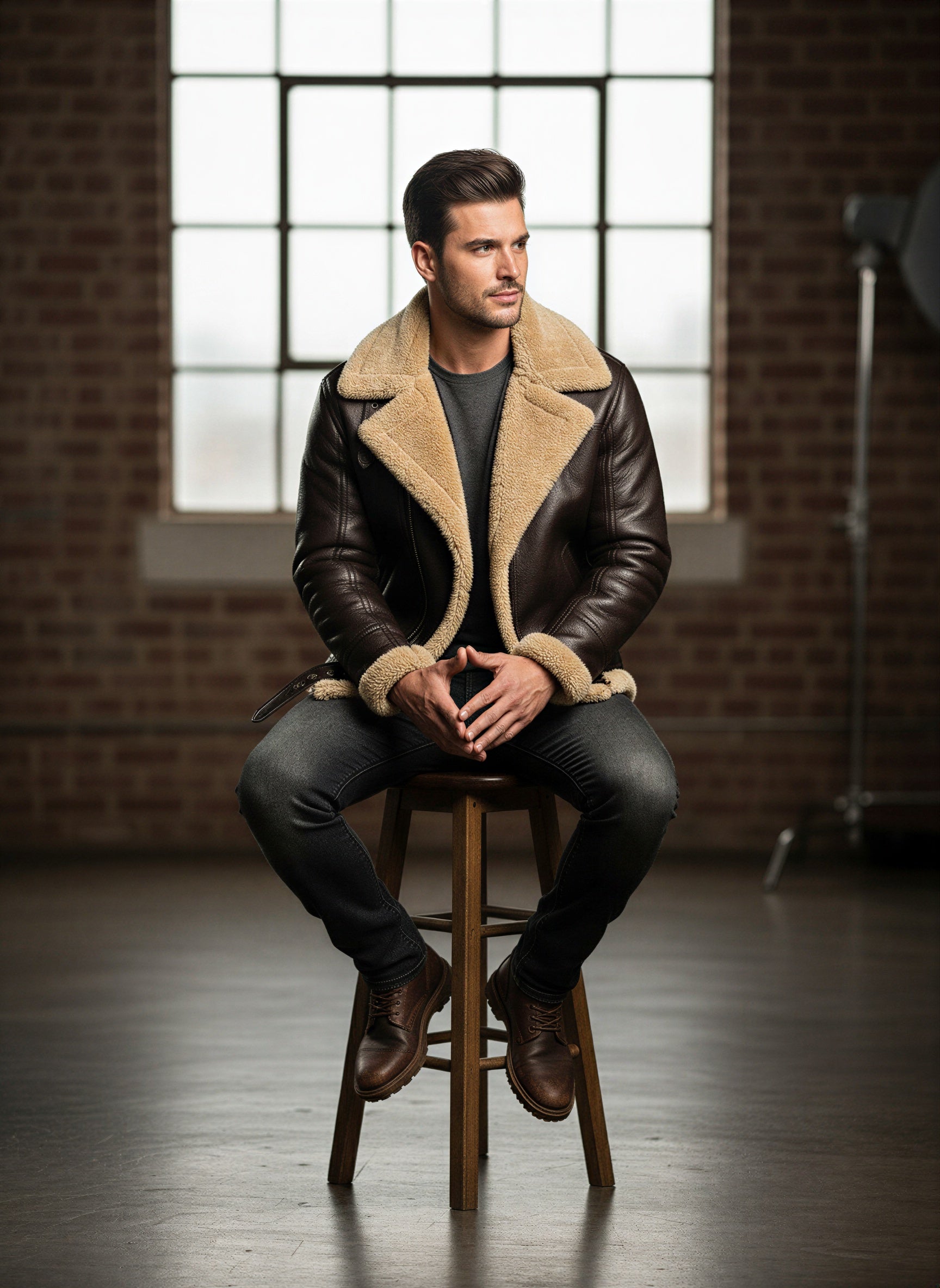 Giacca Aviatore in Pelle | Calda Shearling | Inverno