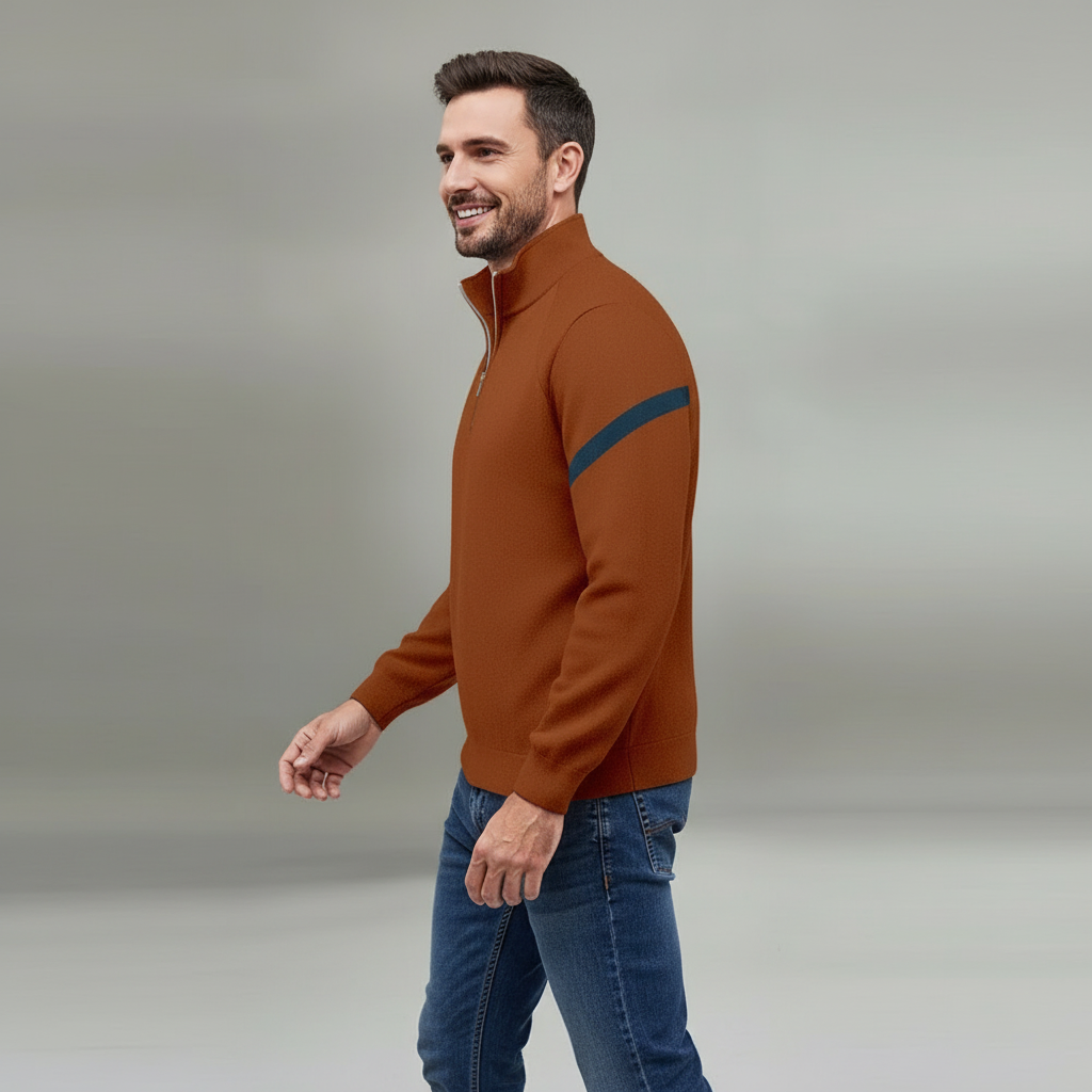 Maglione Uomo Zip Corta | Stile Athleisure | Morbido