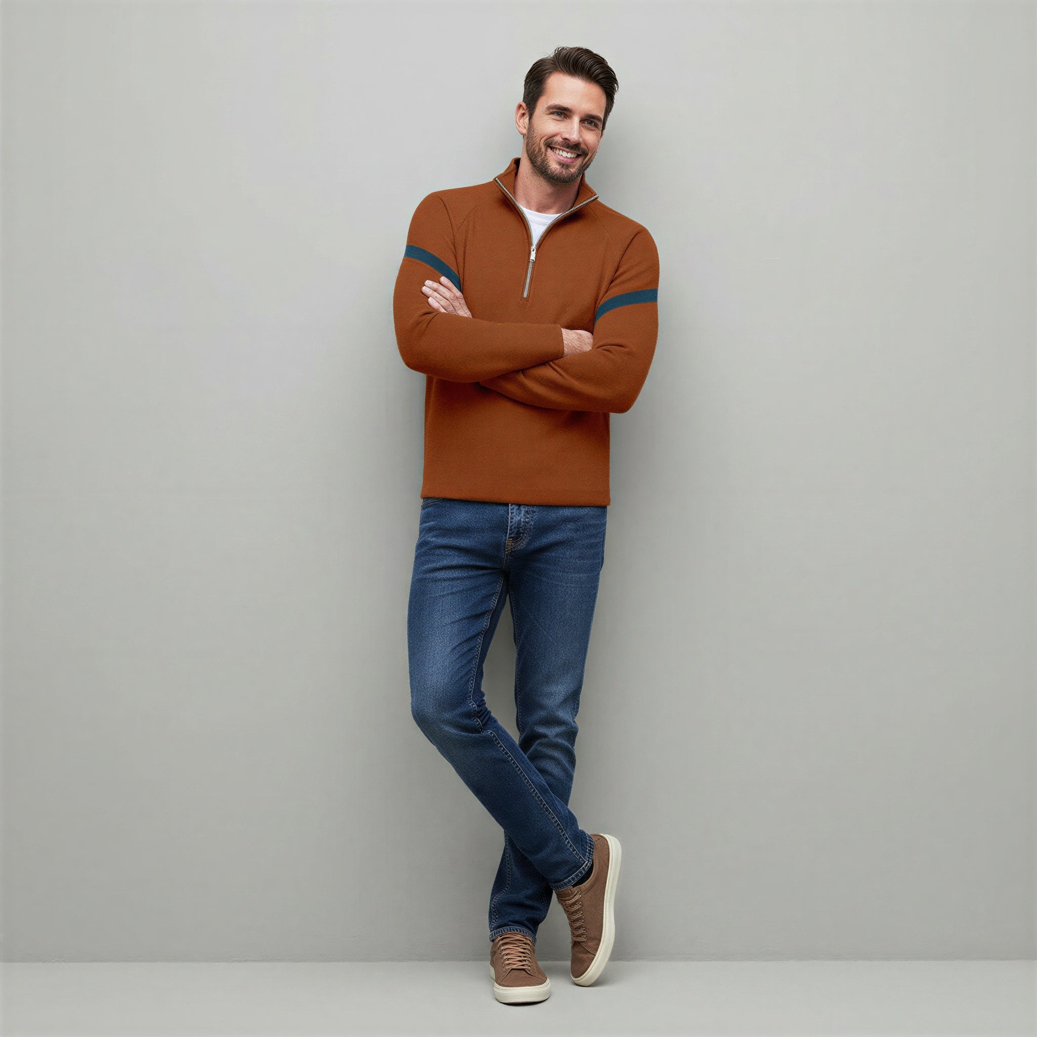 Maglione Uomo Zip Corta | Stile Athleisure | Morbido