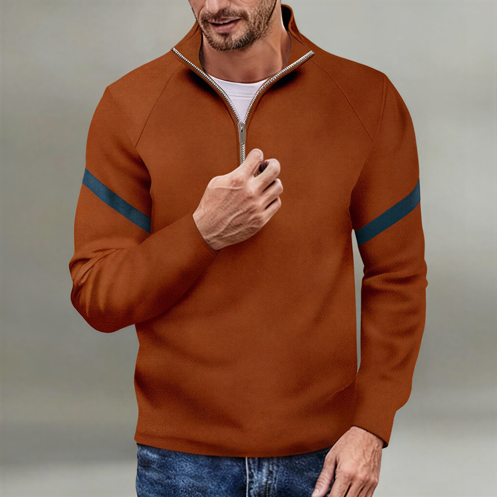 Maglione Uomo Zip Corta | Stile Athleisure | Morbido