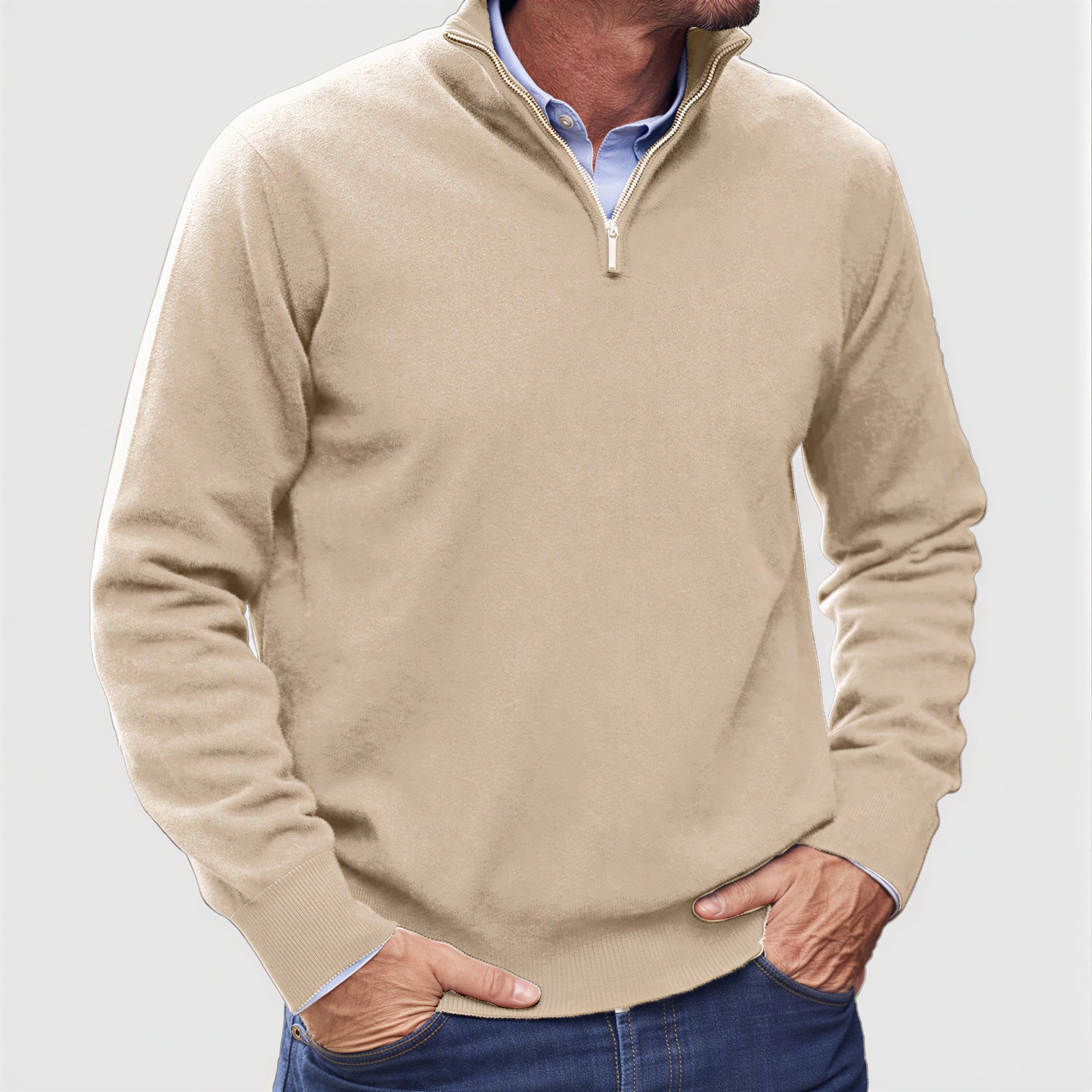 Pullover Uomo Zip Corta | Maglia Raffinata | Tutto l'Anno