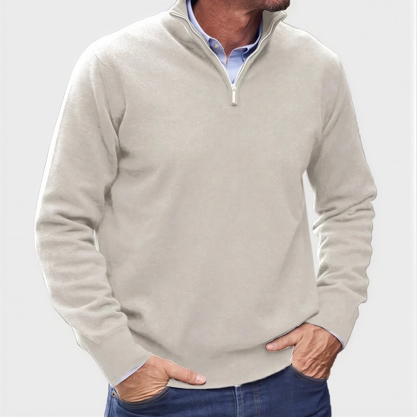 Pullover Uomo Zip Corta | Maglia Raffinata | Tutto l'Anno