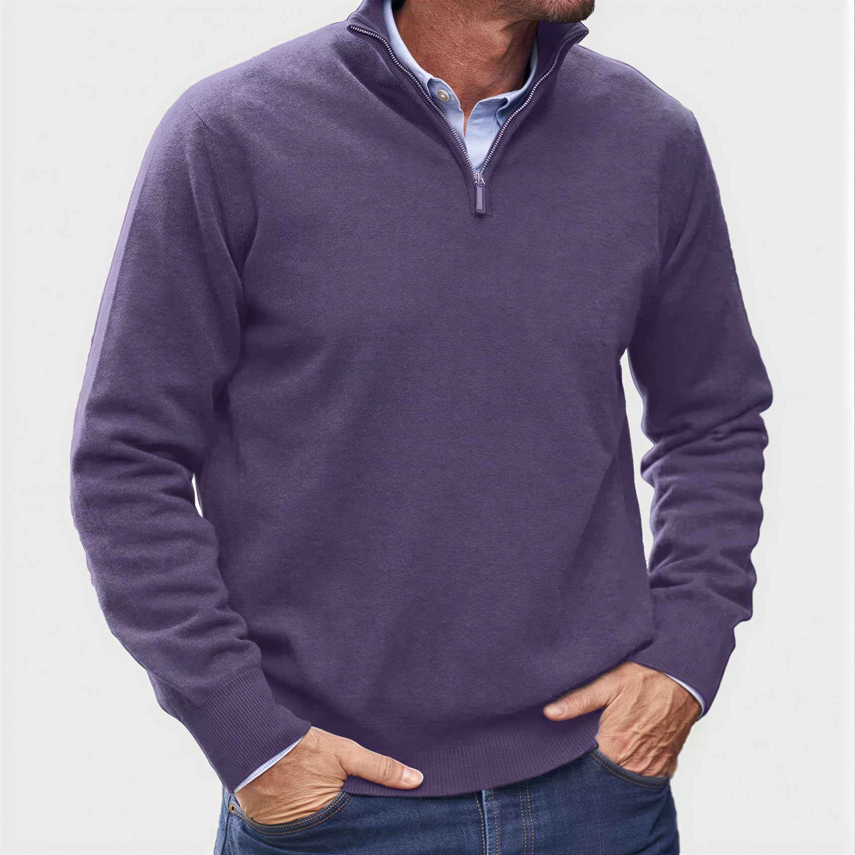 Pullover Uomo Zip Corta | Maglia Raffinata | Tutto l'Anno