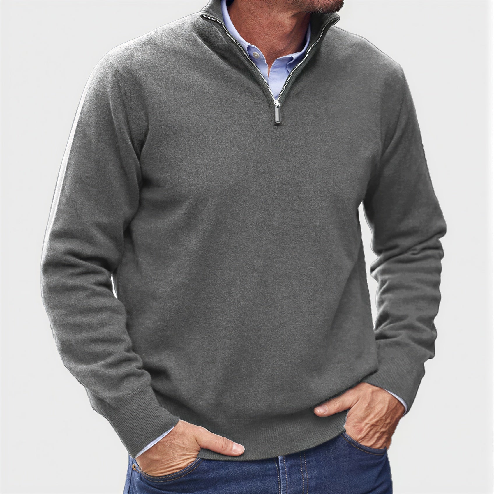 Pullover Uomo Zip Corta | Maglia Raffinata | Tutto l'Anno