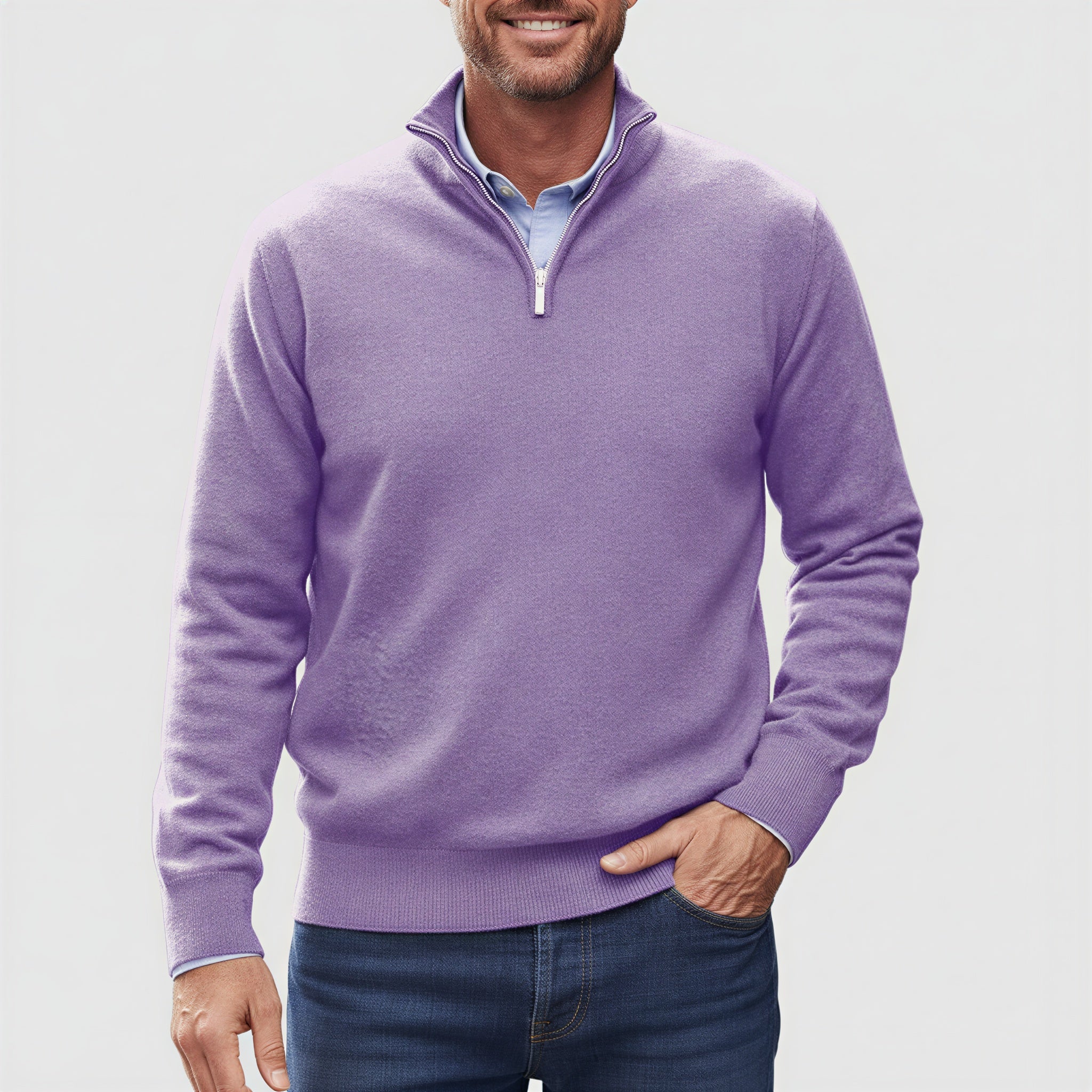 Pullover Uomo Zip Corta | Maglia Raffinata | Tutto l'Anno
