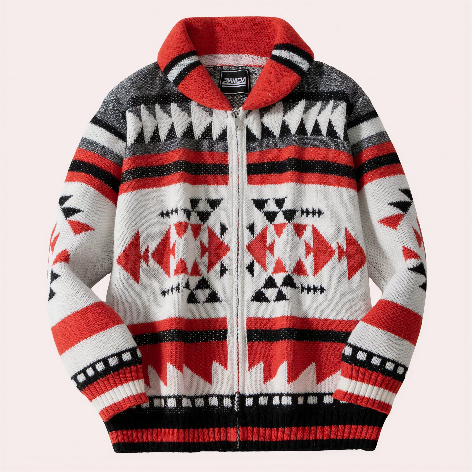 Cardigan Geometrico con Zip | Stile Bohemian | Uomo