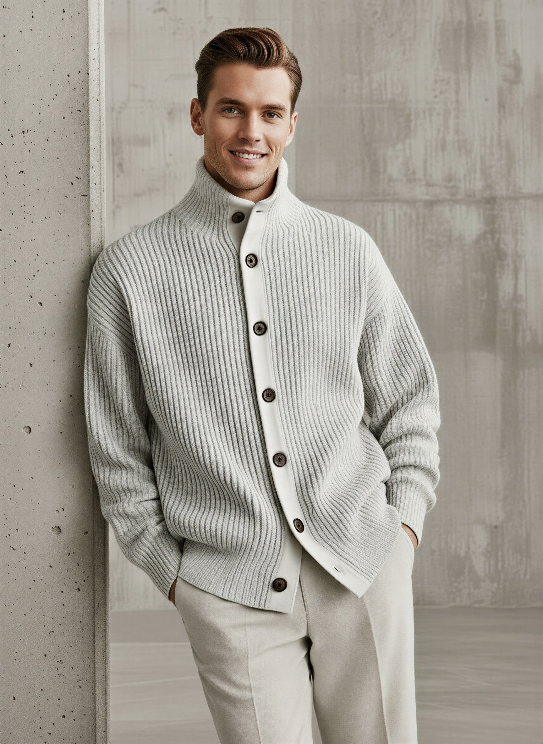 Cardigan a Coste | Collo Alto Casual | Autunno