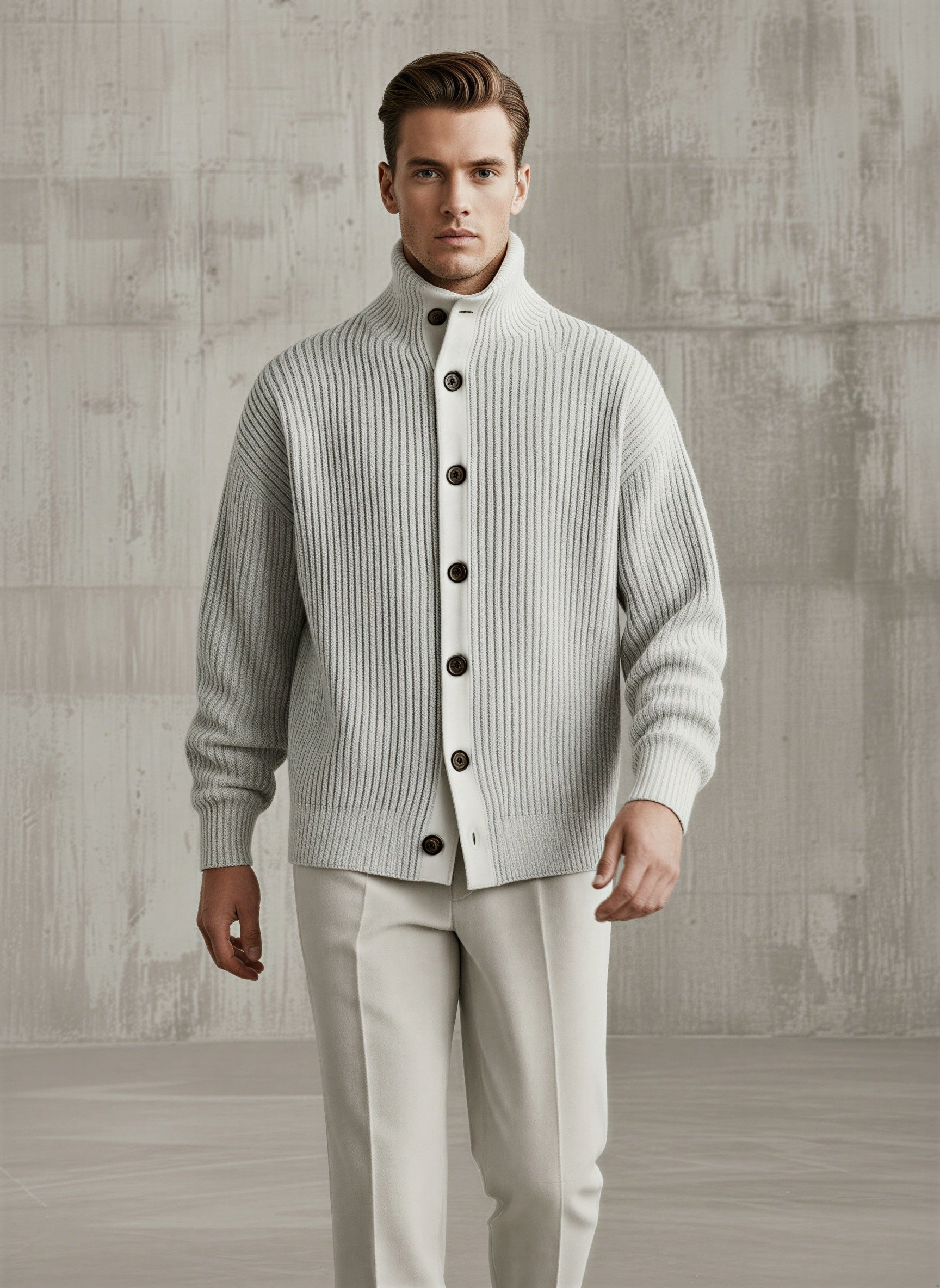 Cardigan a Coste | Collo Alto Casual | Autunno