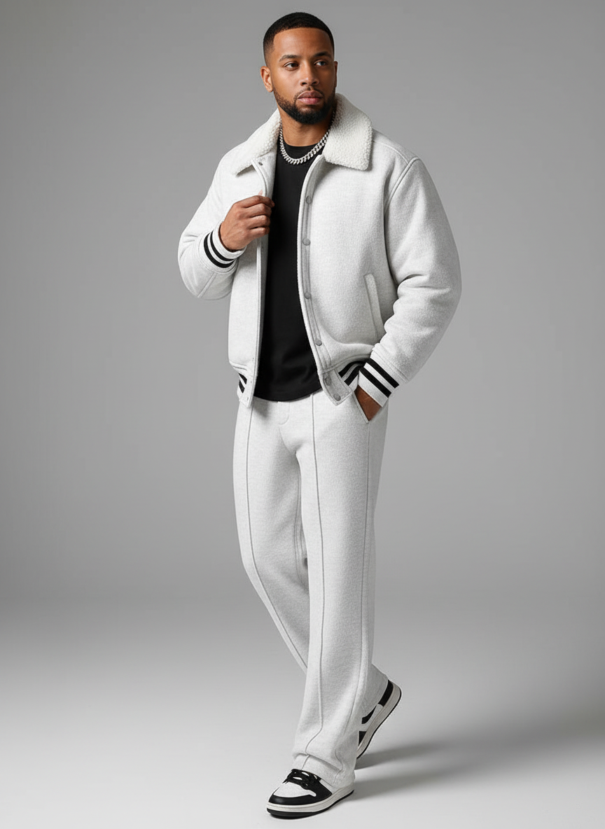 Completo Bomber e Pantaloni | Stile Varsity con Ecopelliccia | Autunno