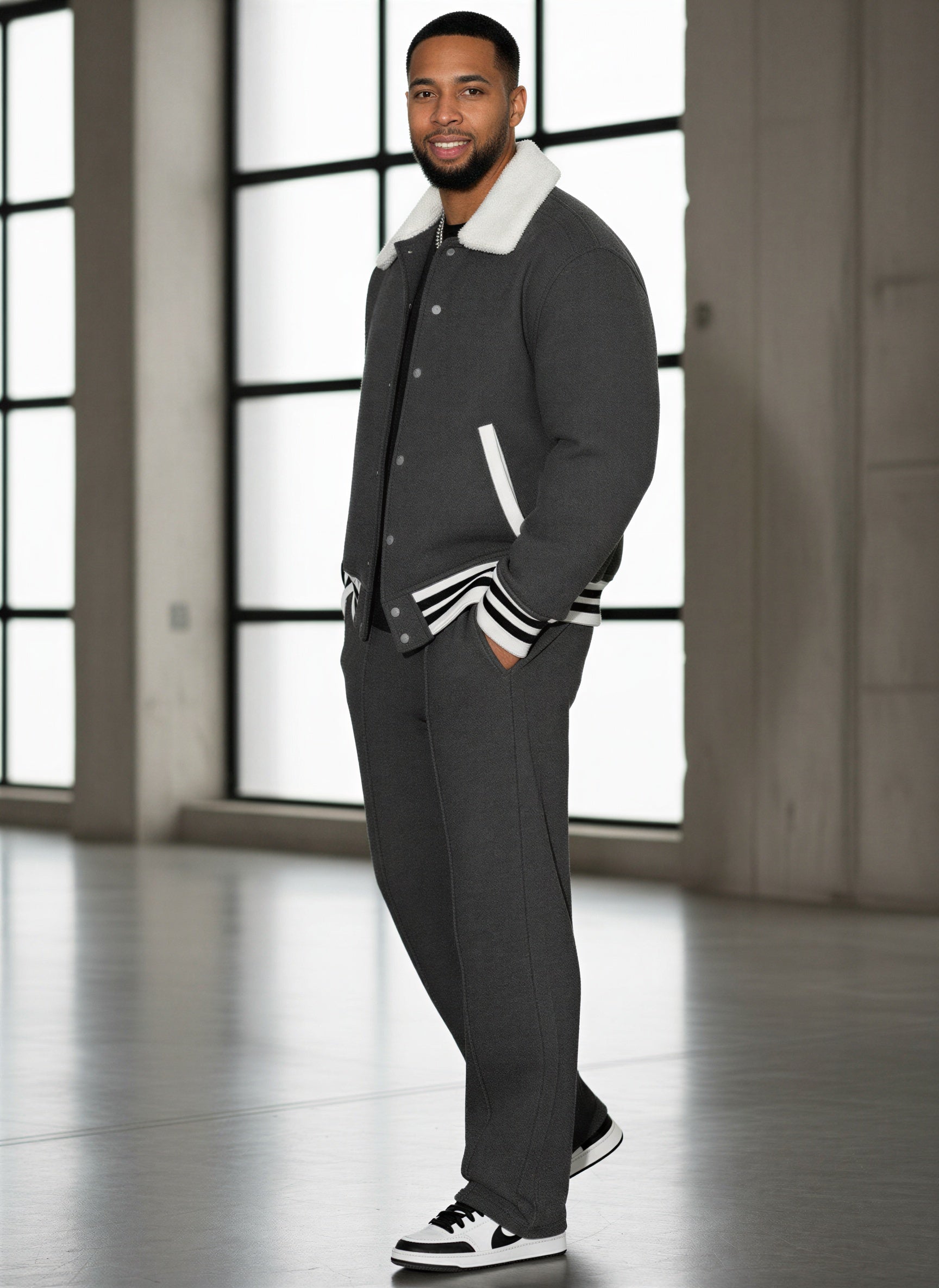 Completo Bomber e Pantaloni | Stile Varsity con Ecopelliccia | Autunno