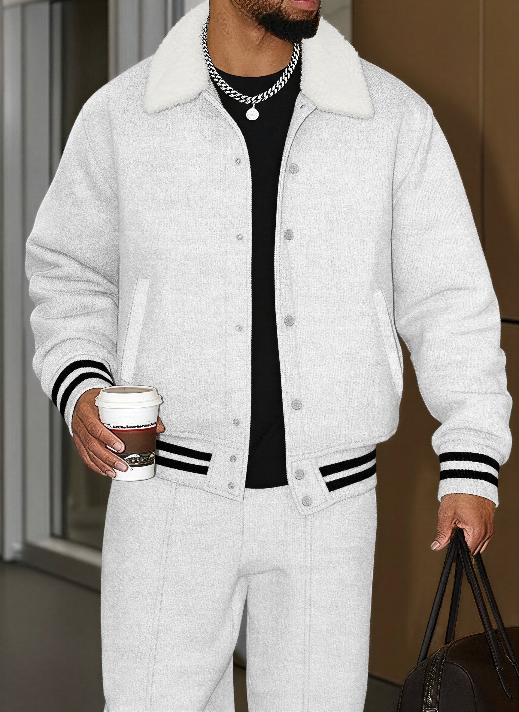 Completo Bomber e Pantaloni | Stile Varsity con Ecopelliccia | Autunno