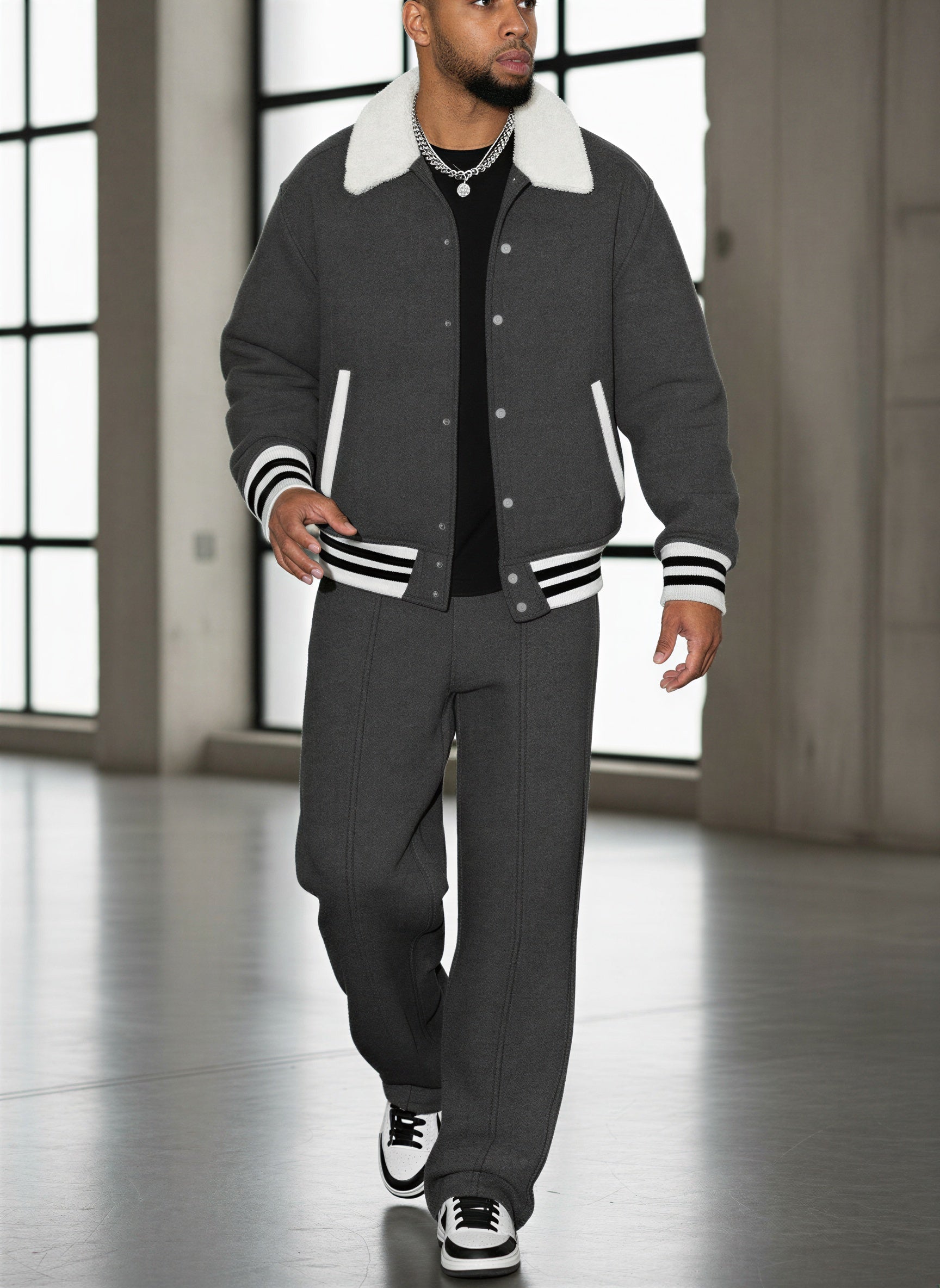 Completo Bomber e Pantaloni | Stile Varsity con Ecopelliccia | Autunno