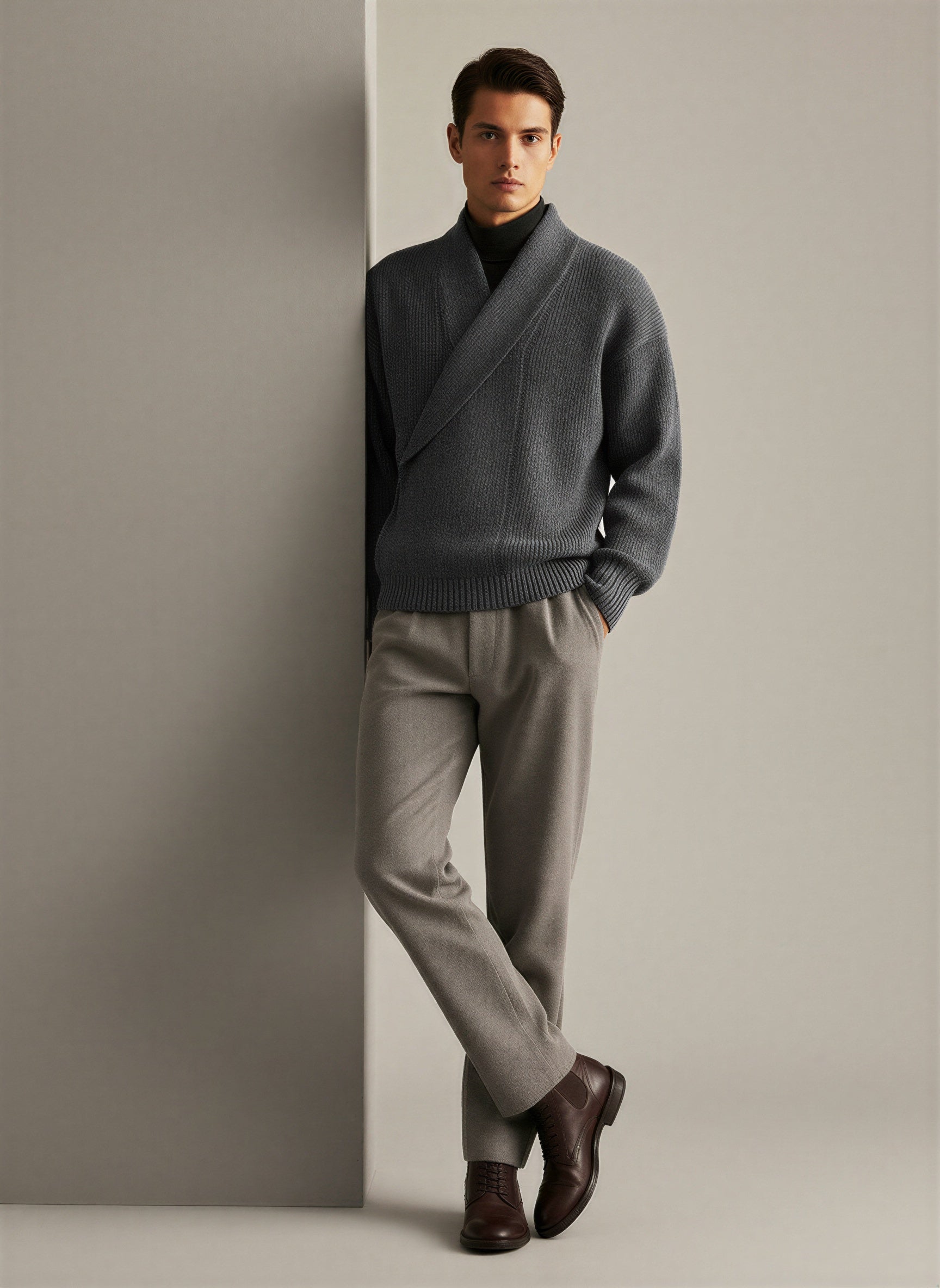 Maglione Uomo | Scollo Incrociato Contemporaneo | Autunno