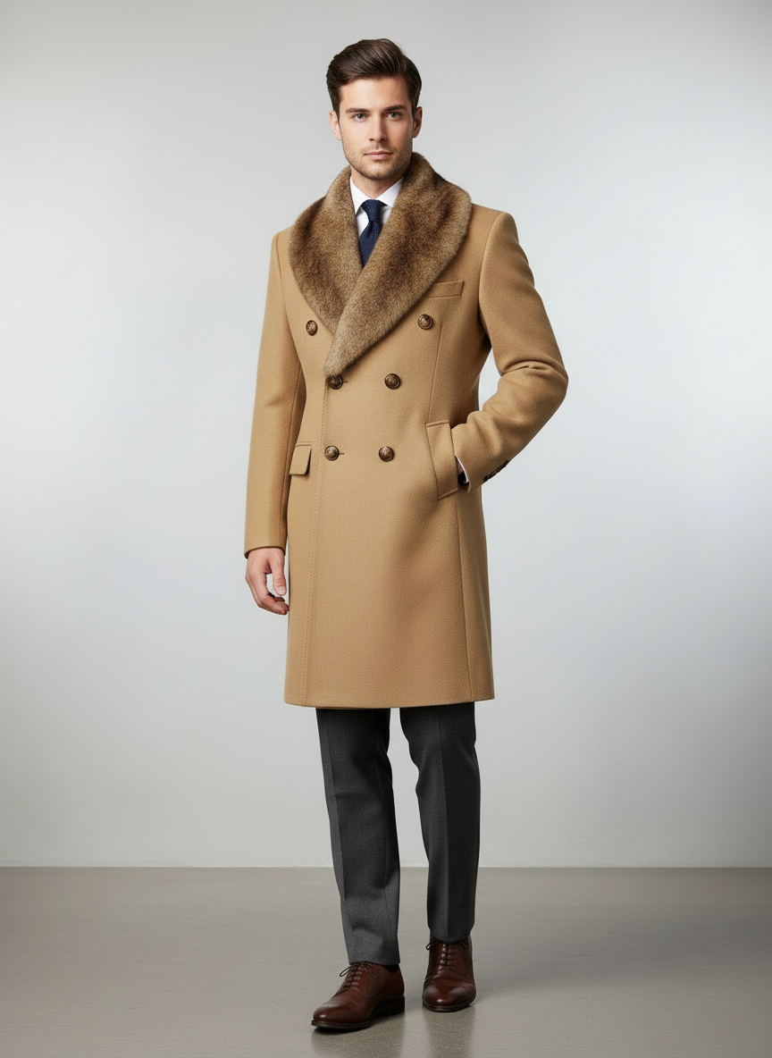 Cappotto Sartoriale Doppiopetto | Lana e Pelliccia | Invernale