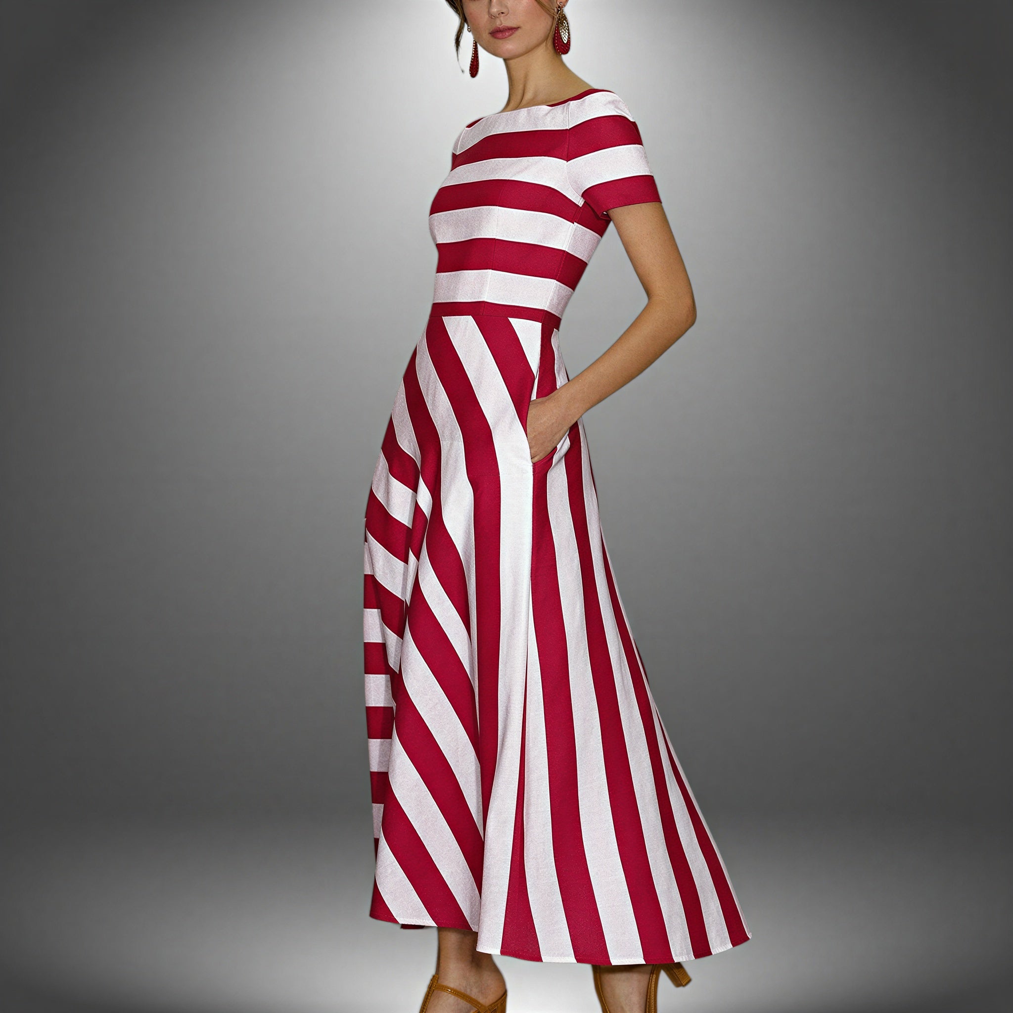 Abito Maxi | Nautico Gonna a righe con tasche | Estate