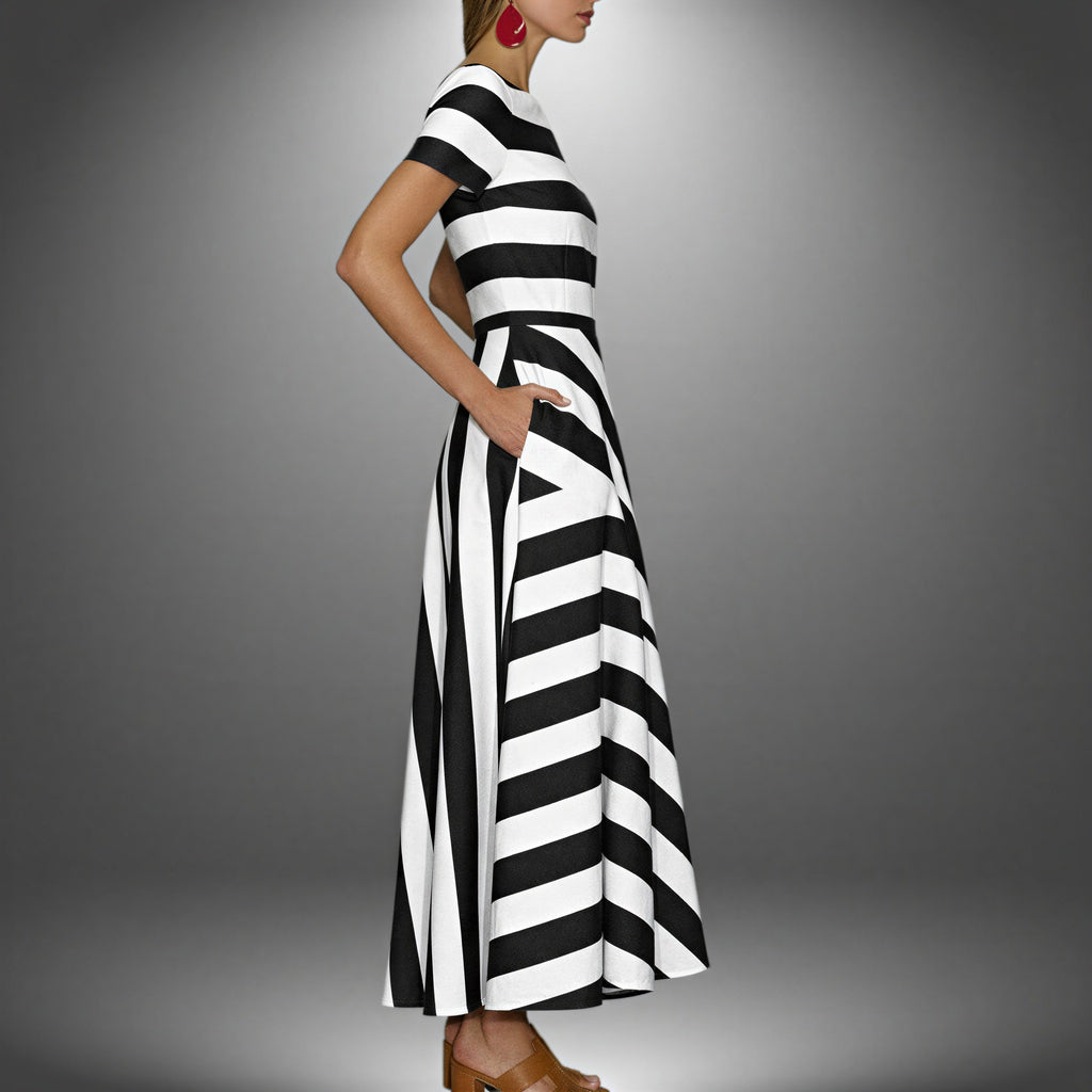 Abito Maxi | Nautico Gonna a righe con tasche | Estate