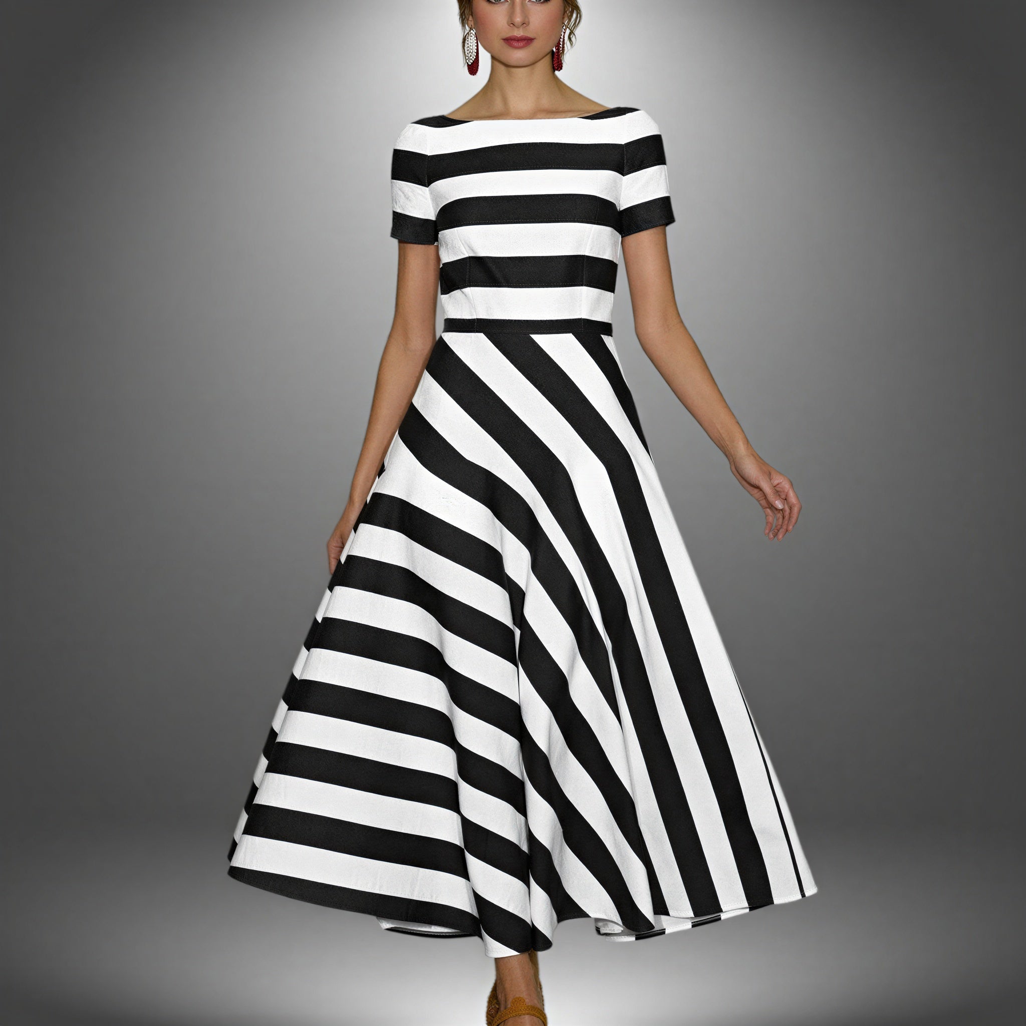 Abito Maxi | Nautico Gonna a righe con tasche | Estate