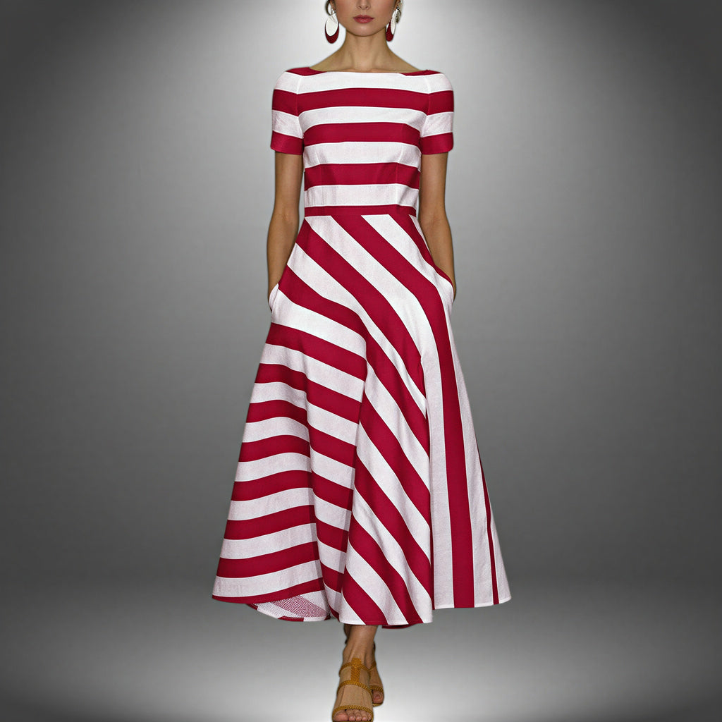 Abito Maxi | Nautico Gonna a righe con tasche | Estate