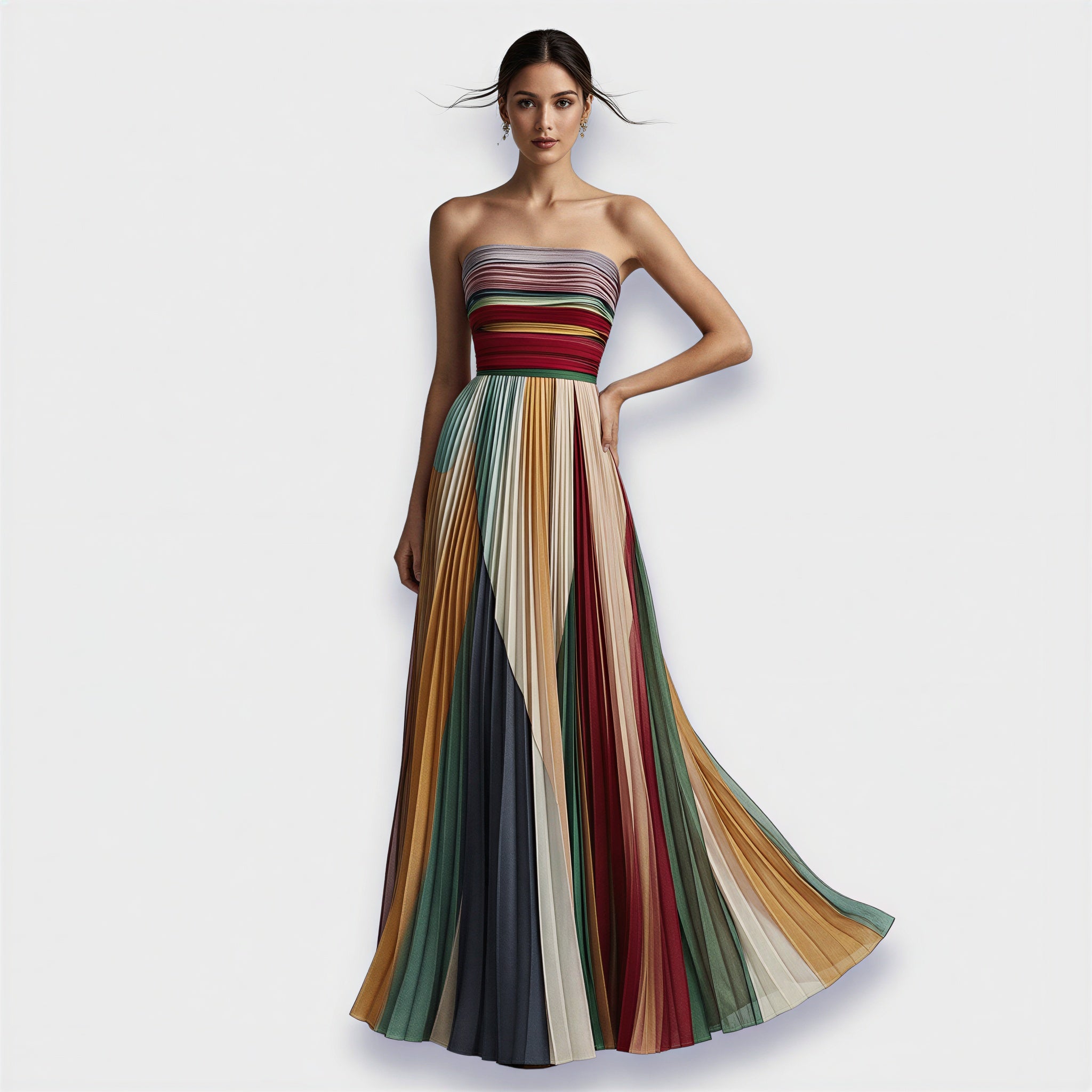 Abito da sera | Gonna plissettata multicolore | Primavera