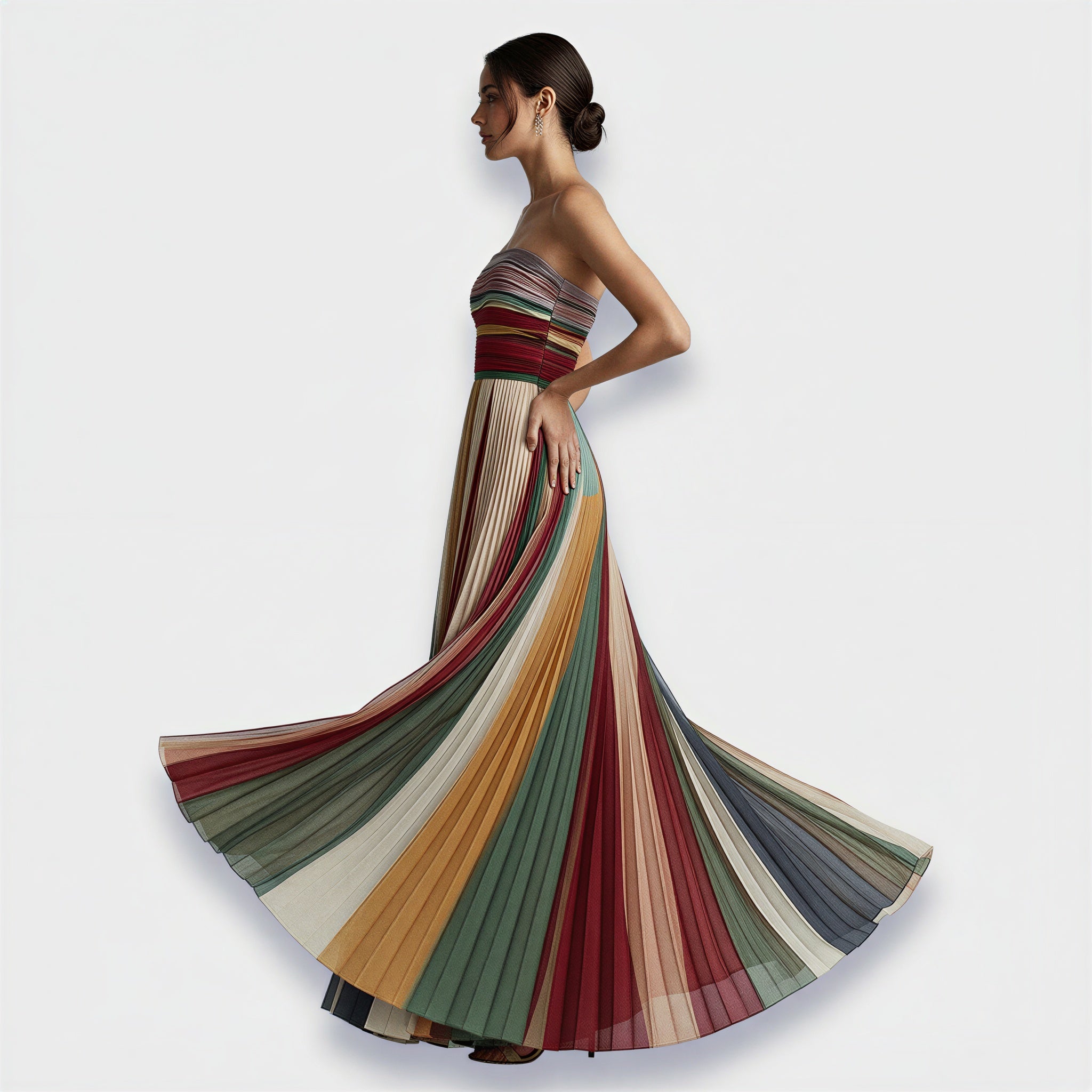 Abito da sera | Gonna plissettata multicolore | Primavera