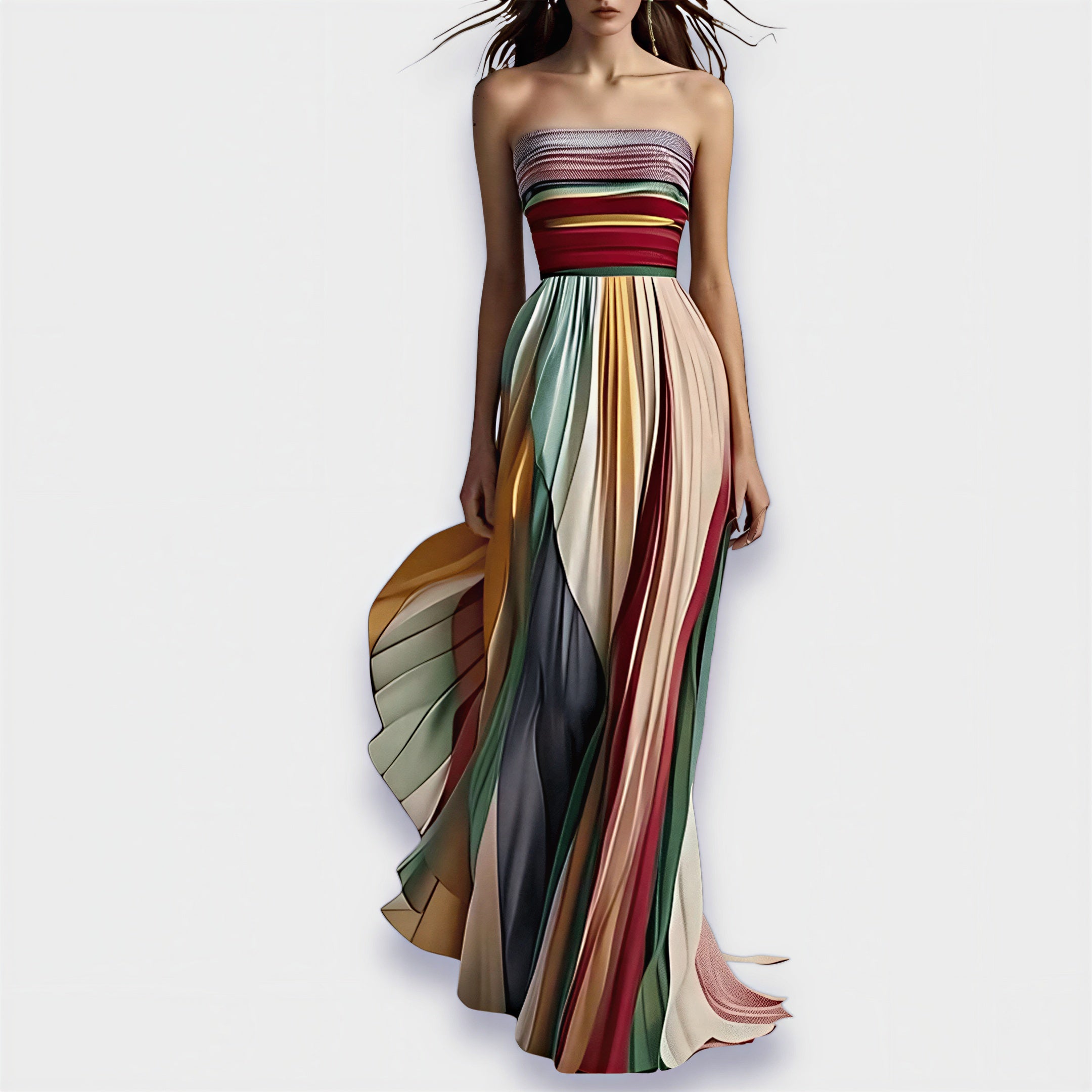 Abito da sera | Gonna plissettata multicolore | Primavera
