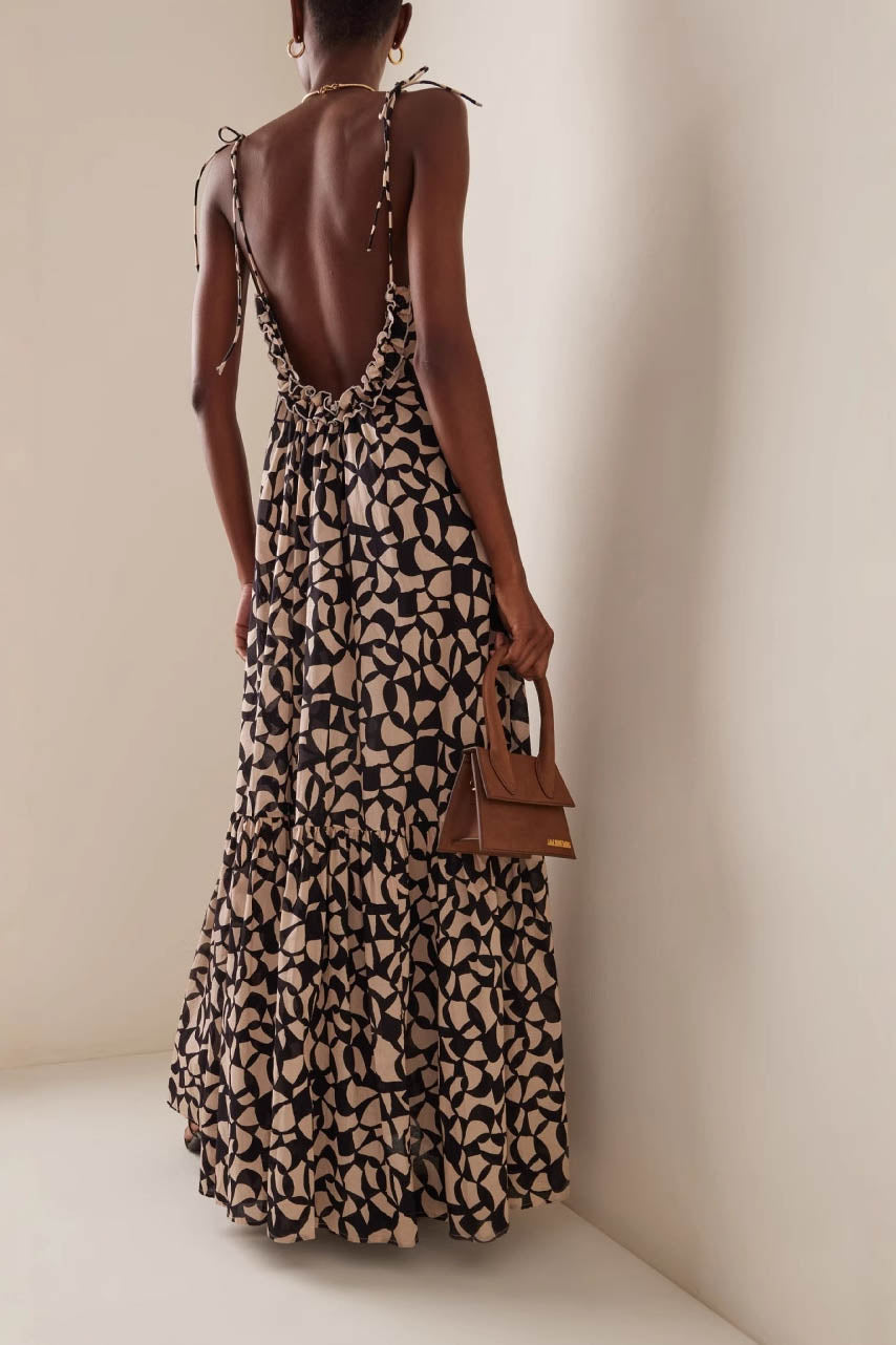 Abito Maxi con Motivo Geometrico