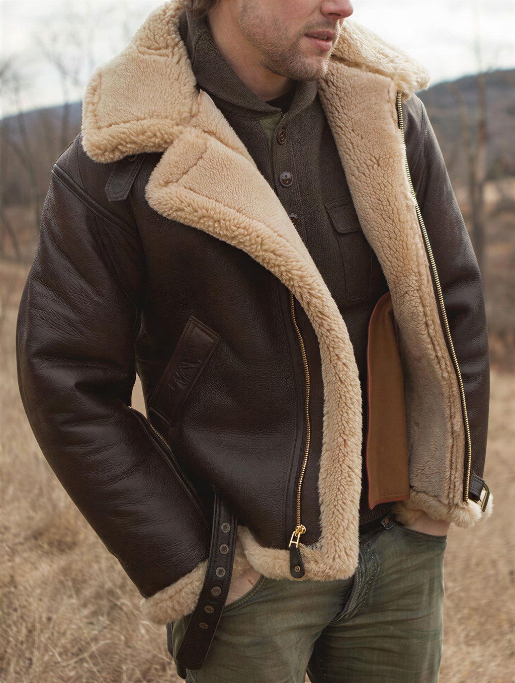 Giacca Aviatore in Pelle | Calda Shearling | Inverno